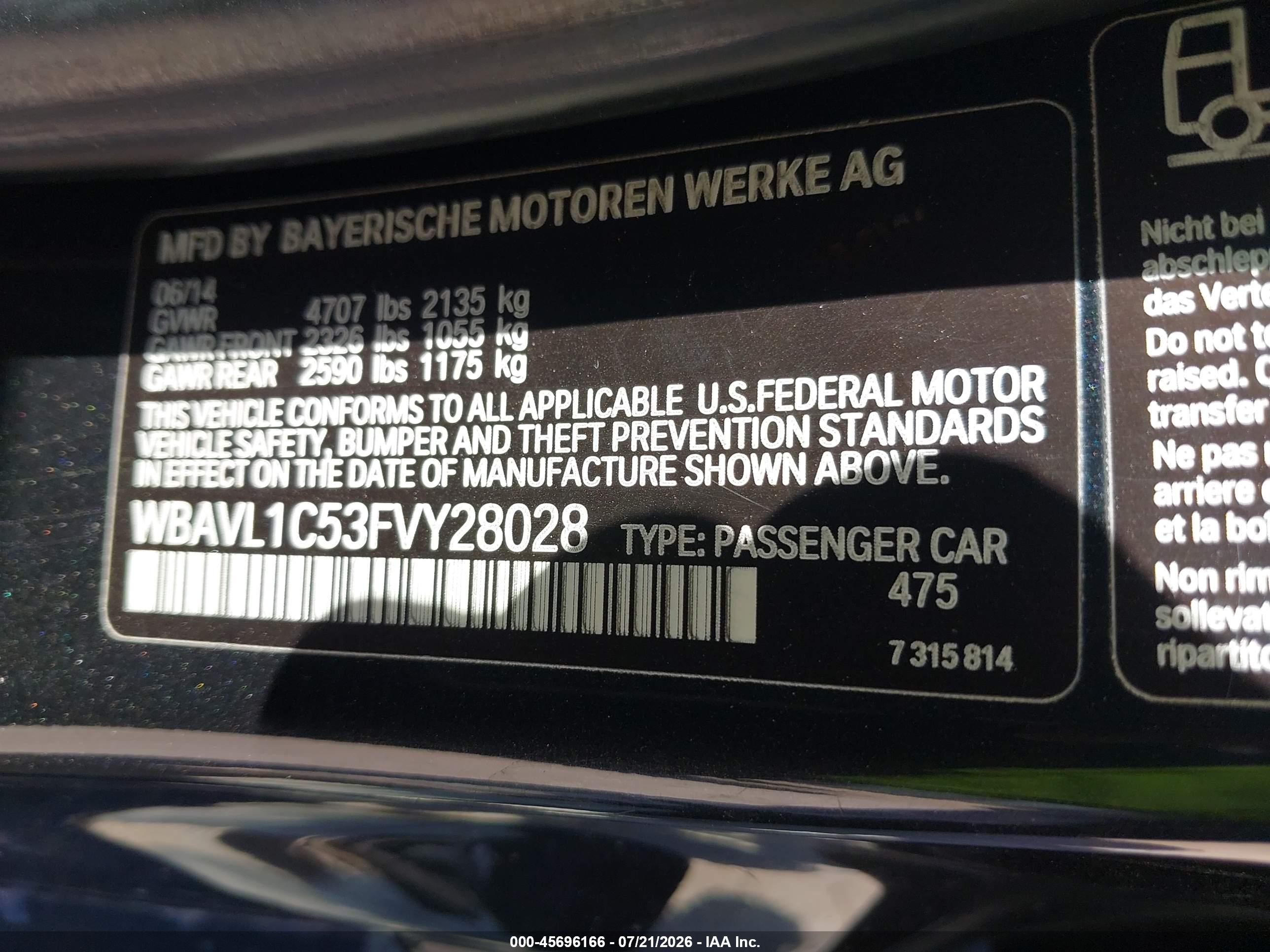 2015 Bmw X1 Xdrive28i Black vin: WBAVL1C53FVY28028