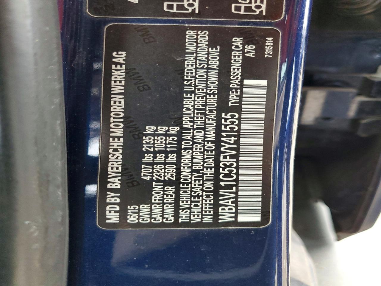 2015 Bmw X1 Xdrive28i Blue vin: WBAVL1C53FVY41555