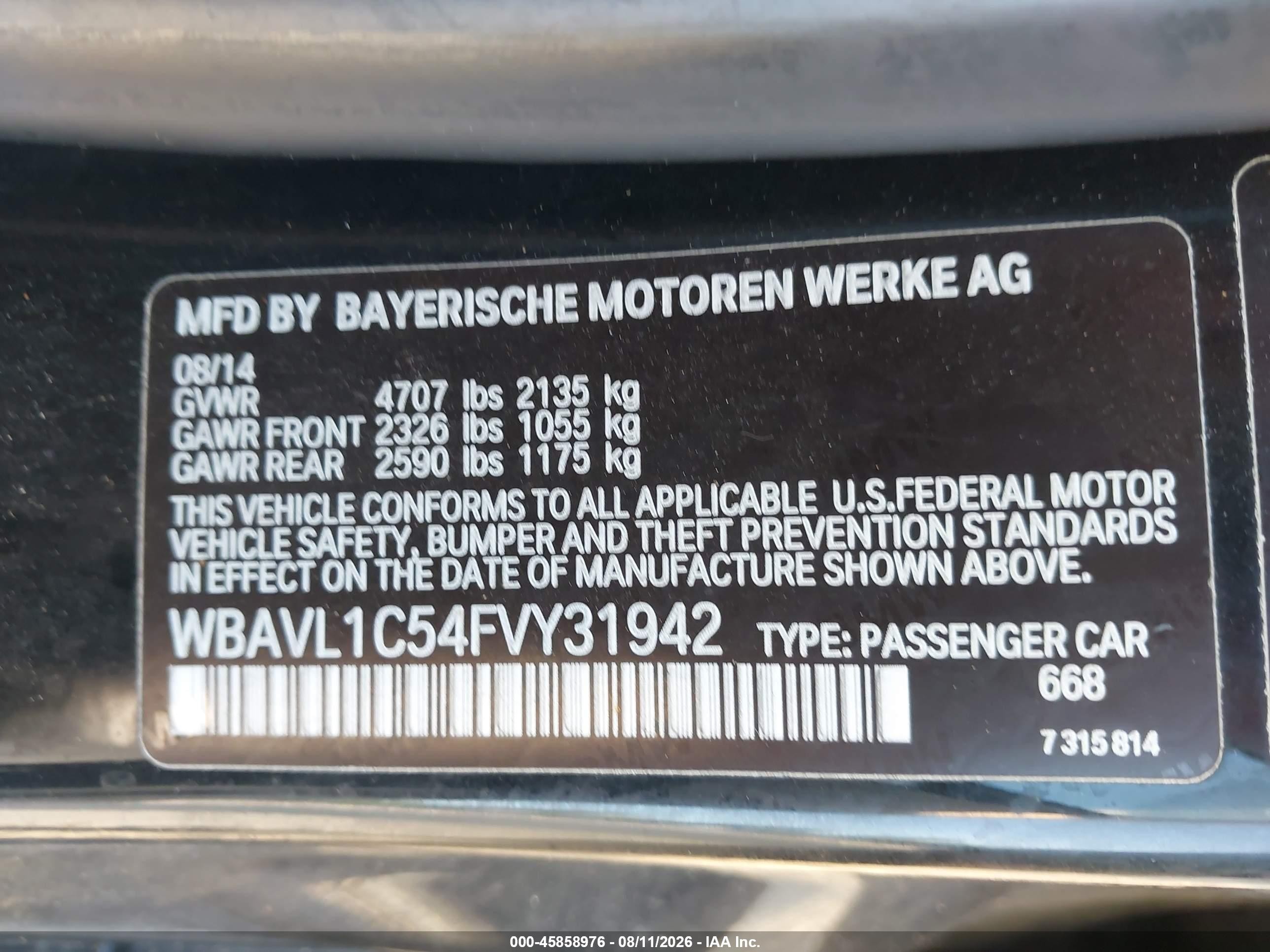 2015 Bmw X1 Xdrive28i Black vin: WBAVL1C54FVY31942