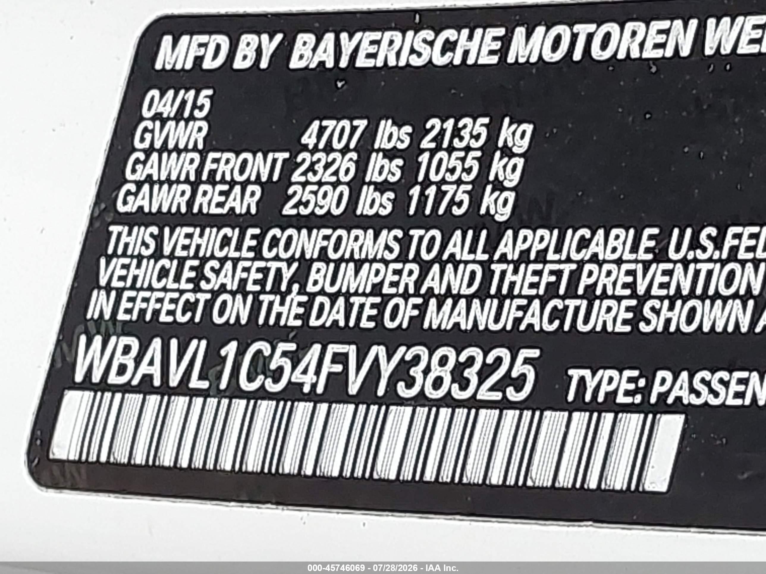 2015 Bmw X1 Xdrive28i White vin: WBAVL1C54FVY38325