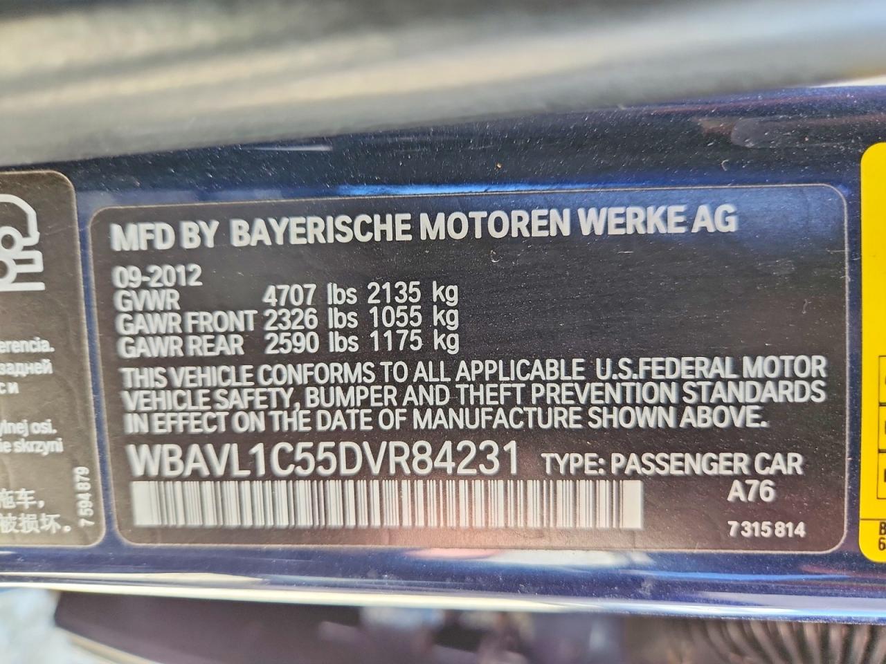 2013 Bmw X1 Xdrive28i Blue vin: WBAVL1C55DVR84231