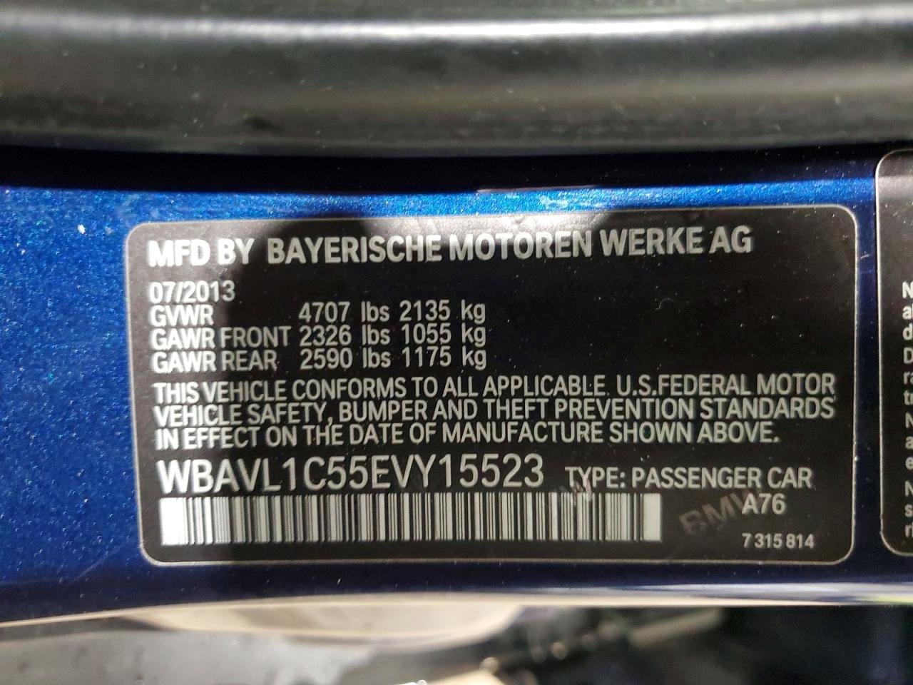 2014 Bmw X1 Xdrive28i Blue vin: WBAVL1C55EVY15523