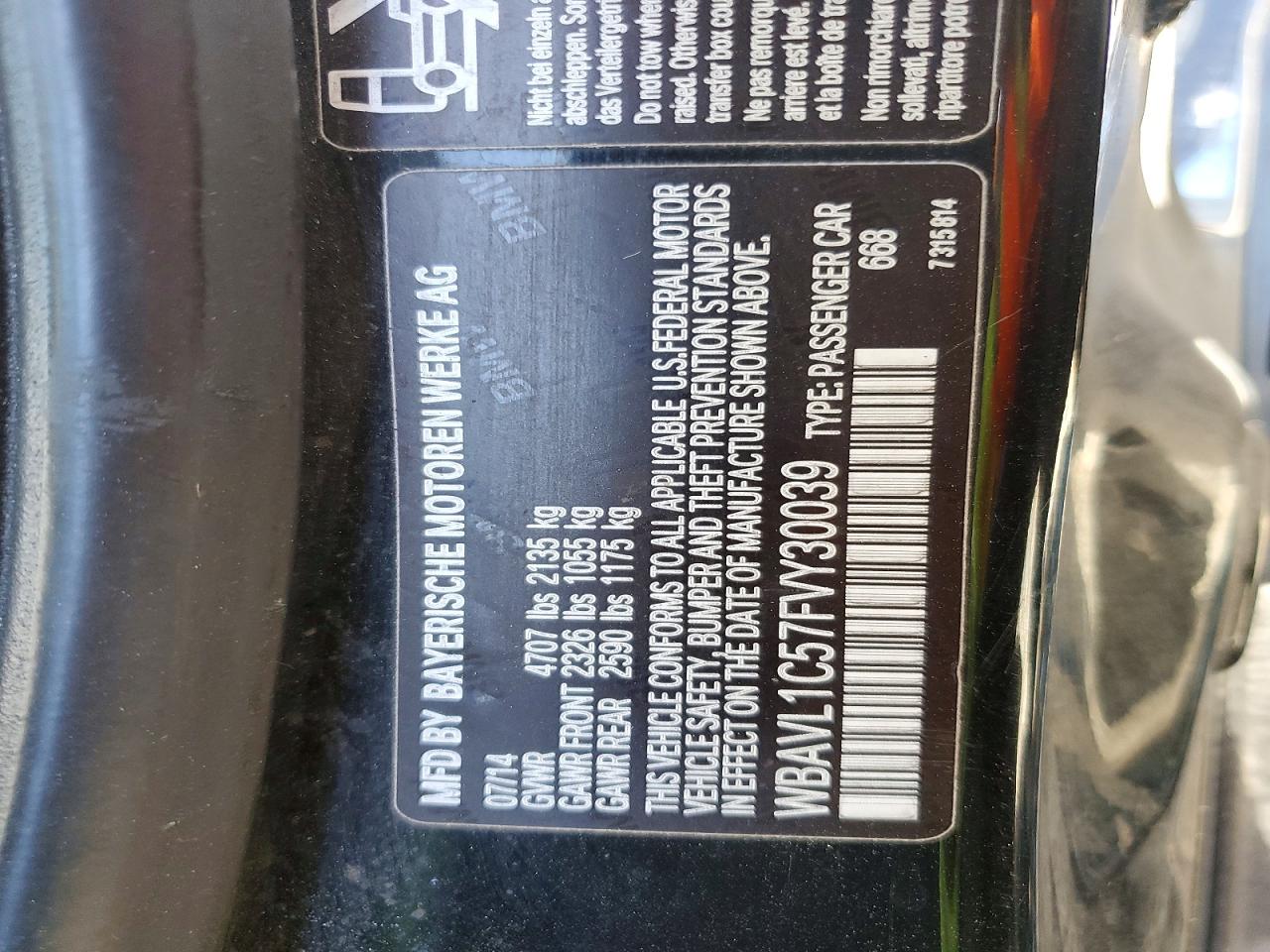 2015 Bmw X1 Xdrive28i Black vin: WBAVL1C57FVY30039