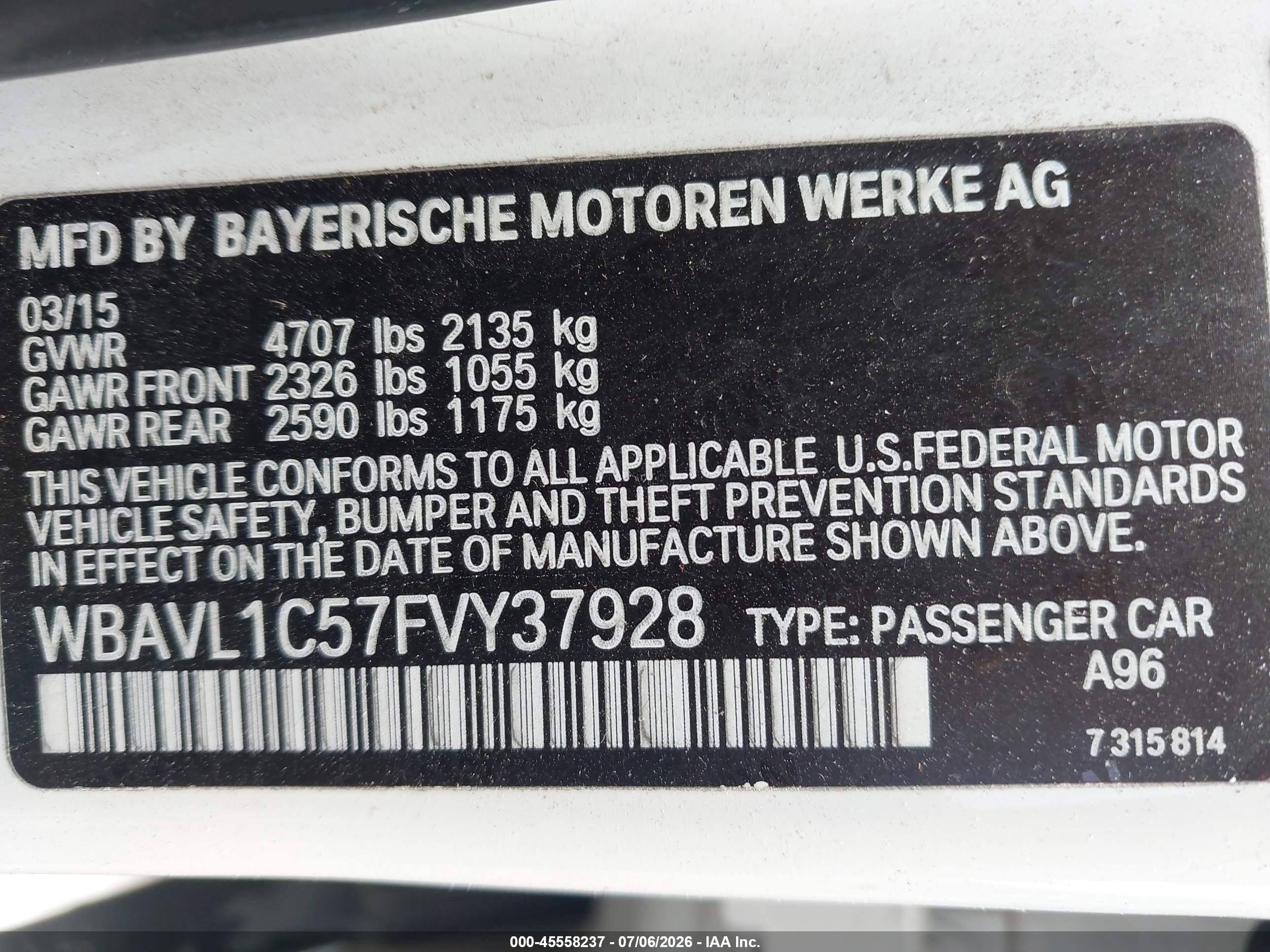 2015 Bmw X1 Xdrive28i White vin: WBAVL1C57FVY37928