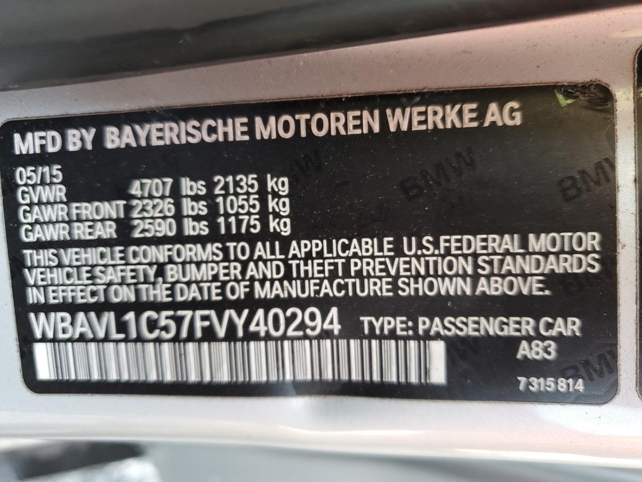 2015 Bmw X1 Xdrive28i Silver vin: WBAVL1C57FVY40294