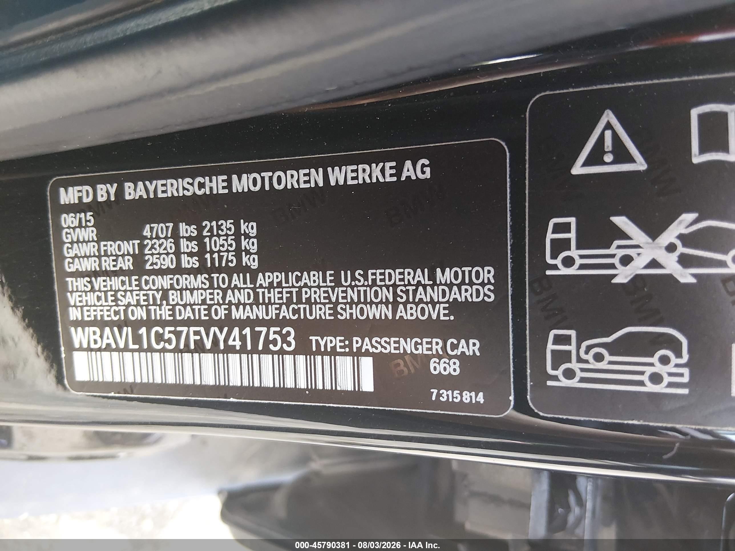 2015 Bmw X1 Xdrive28i Black vin: WBAVL1C57FVY41753
