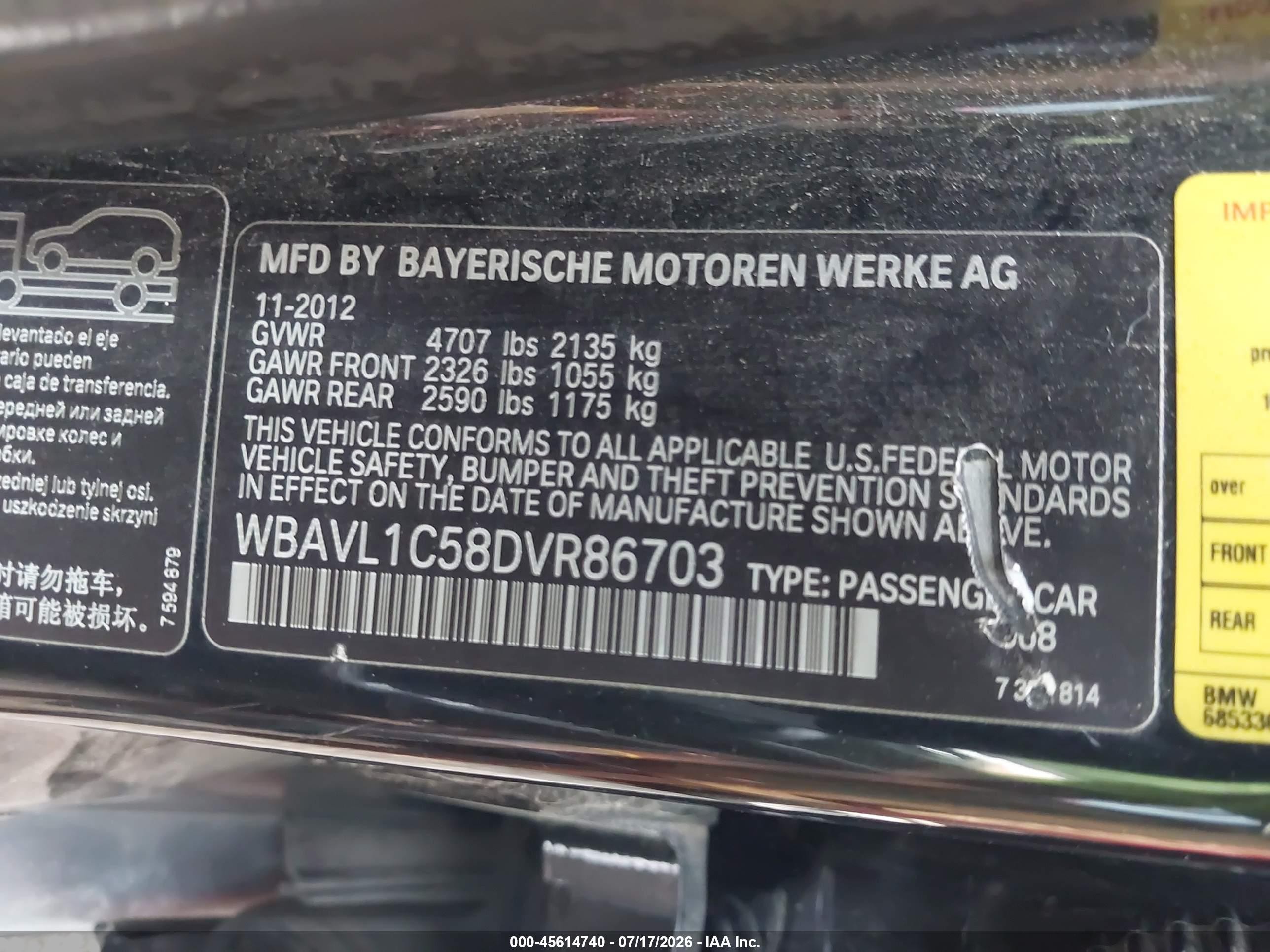 2013 Bmw X1 Xdrive28i Черный vin: WBAVL1C58DVR86703