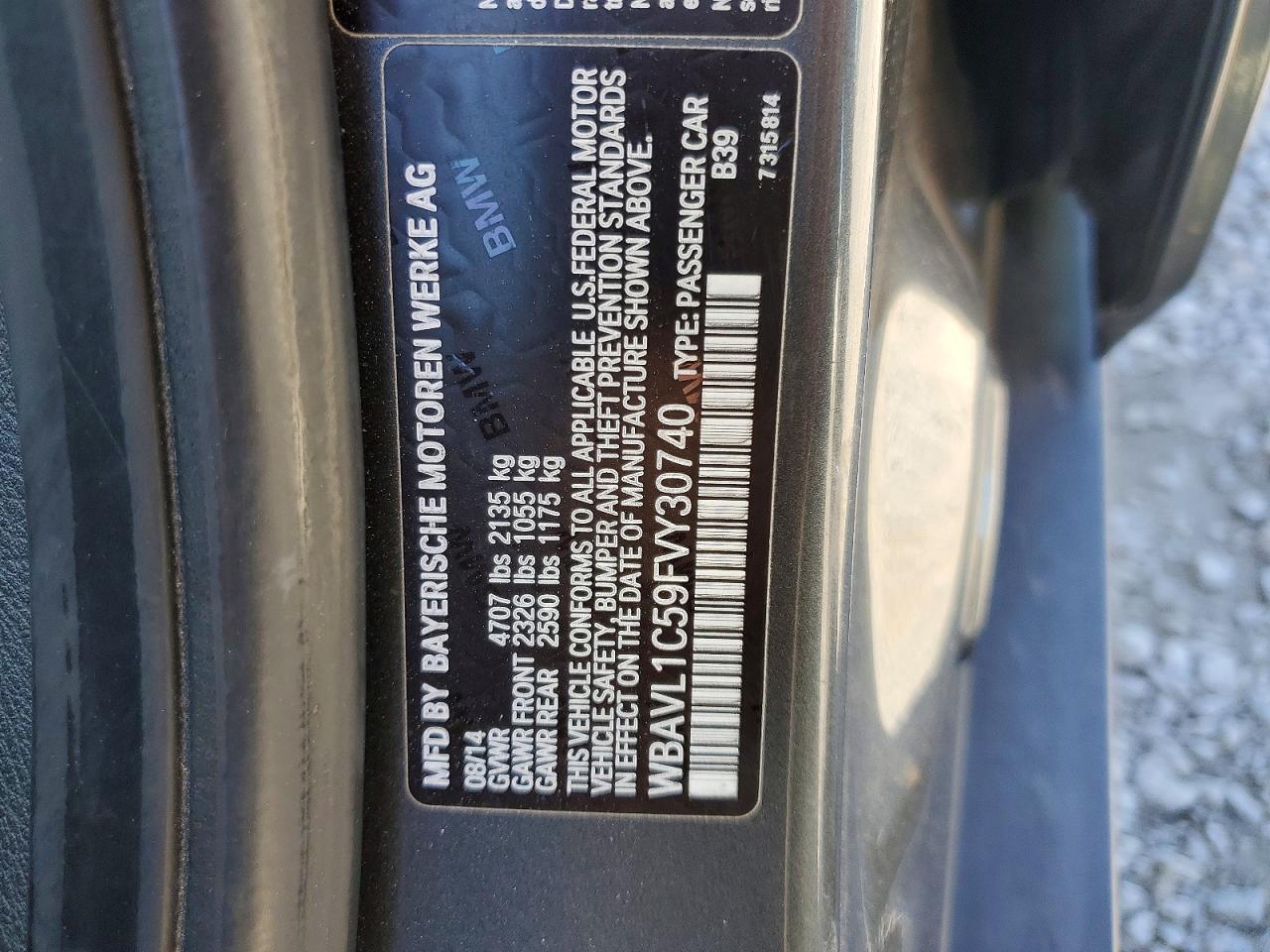 2015 Bmw X1 Xdrive28i Charcoal vin: WBAVL1C59FVY30740