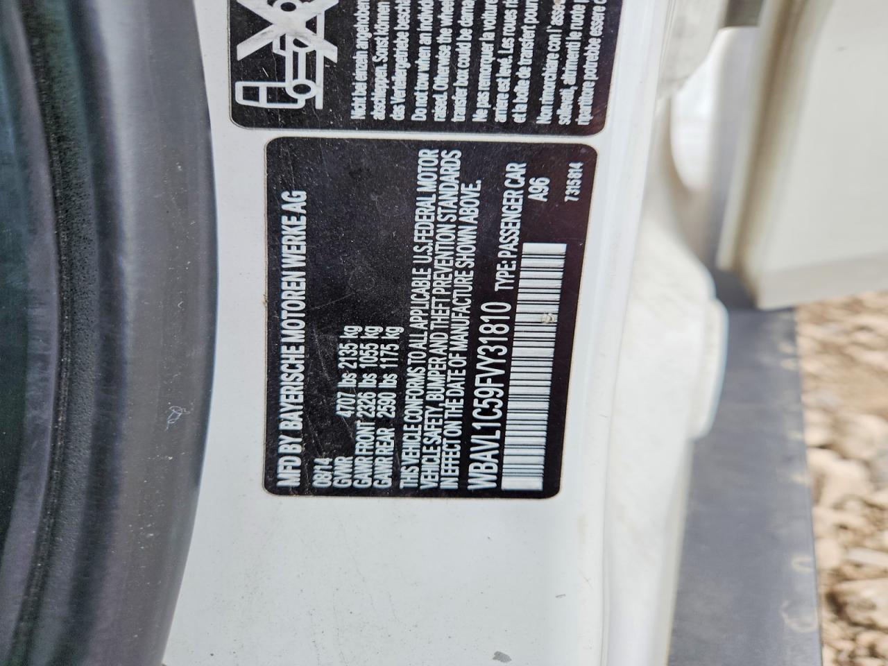 2015 Bmw X1 White vin: WBAVL1C59FVY31810