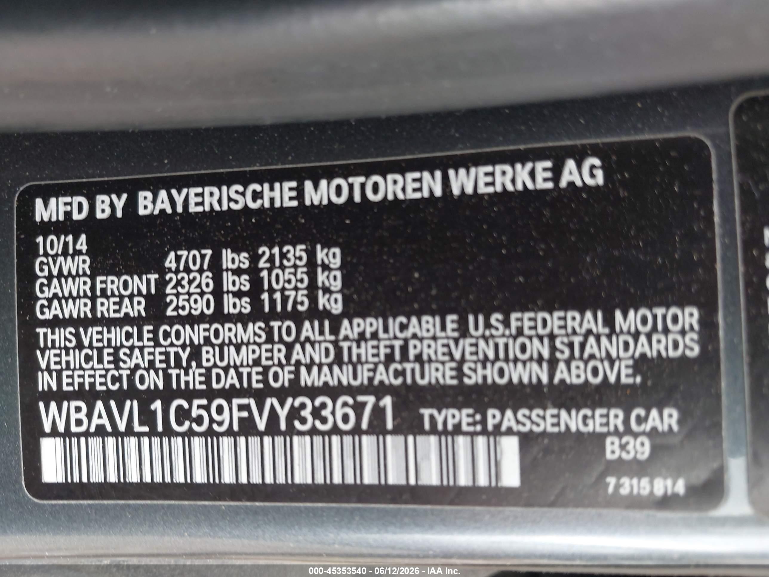 2015 Bmw X1 Xdrive28i Gray vin: WBAVL1C59FVY33671