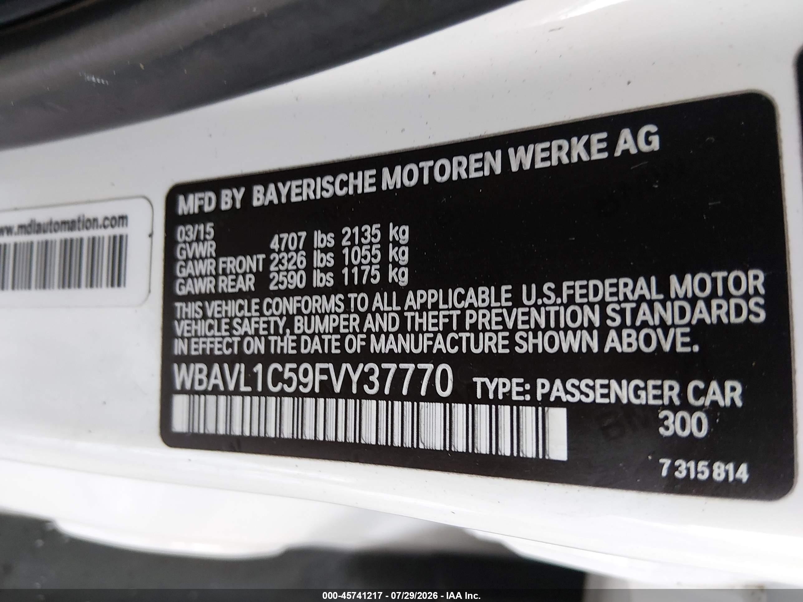 2015 Bmw X1 Xdrive28i White vin: WBAVL1C59FVY37770