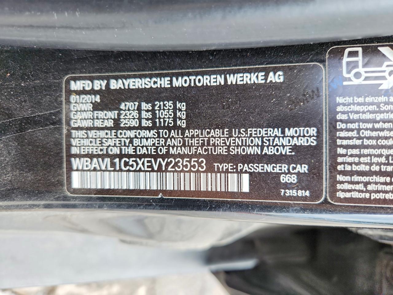 2014 Bmw X1 Xdrive28i Black vin: WBAVL1C5XEVY23553