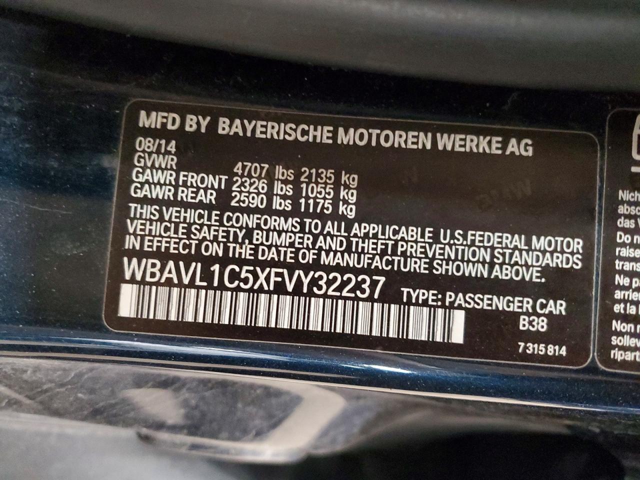 2015 Bmw X1 Xdrive28i Blue vin: WBAVL1C5XFVY32237