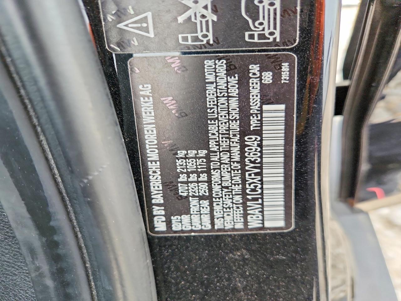 2015 Bmw X1 Xdrive28i Black vin: WBAVL1C5XFVY36949