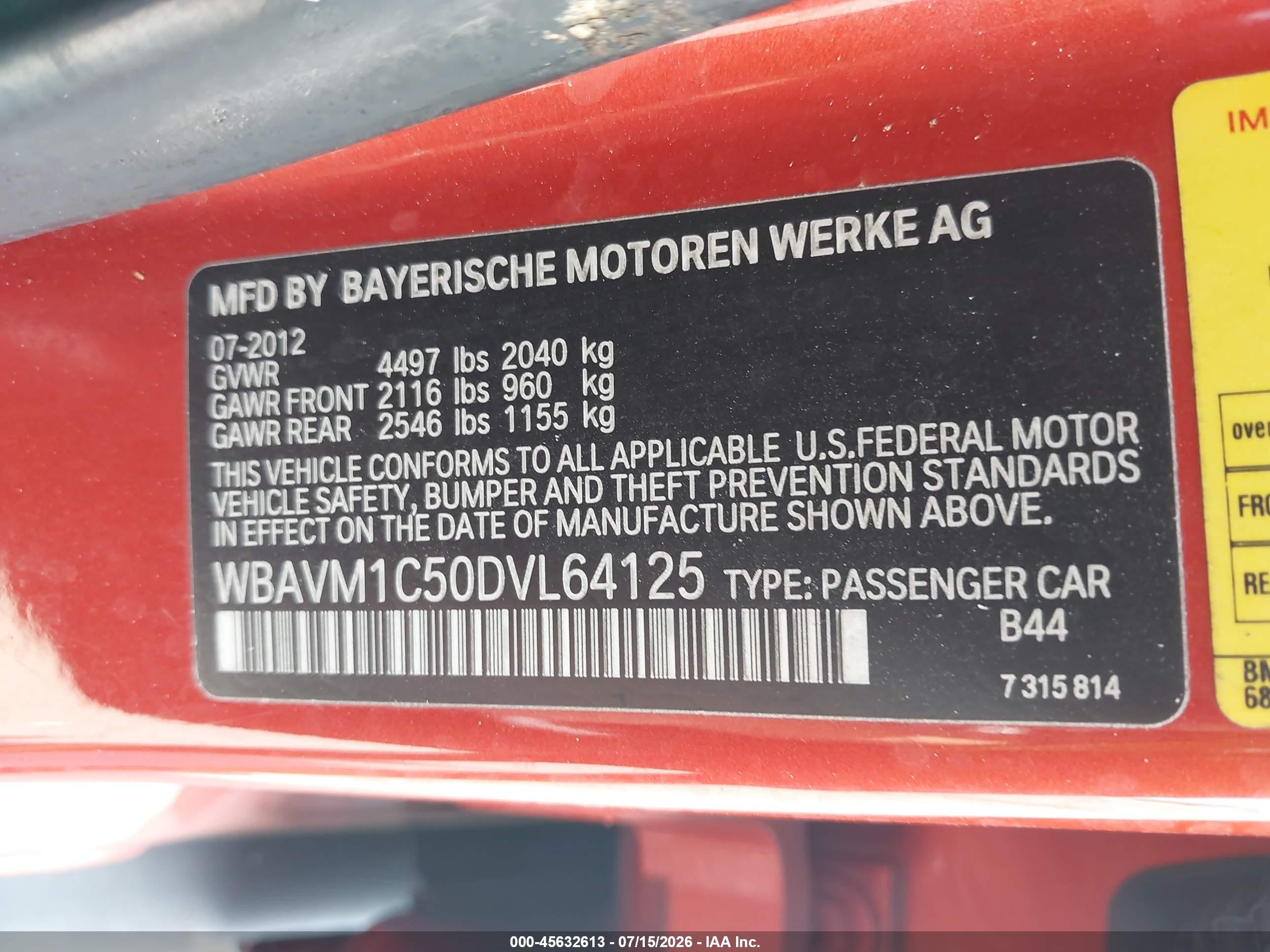 2013 Bmw X1 Sdrive28i Orange vin: WBAVM1C50DVL64125