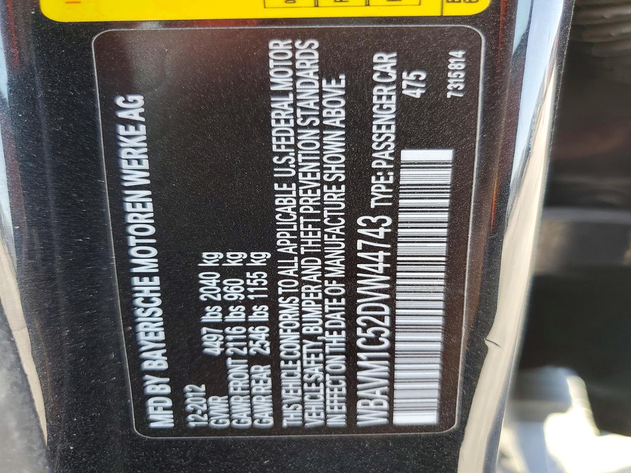 2013 Bmw X1 Sdrive28i Black vin: WBAVM1C52DVW44743