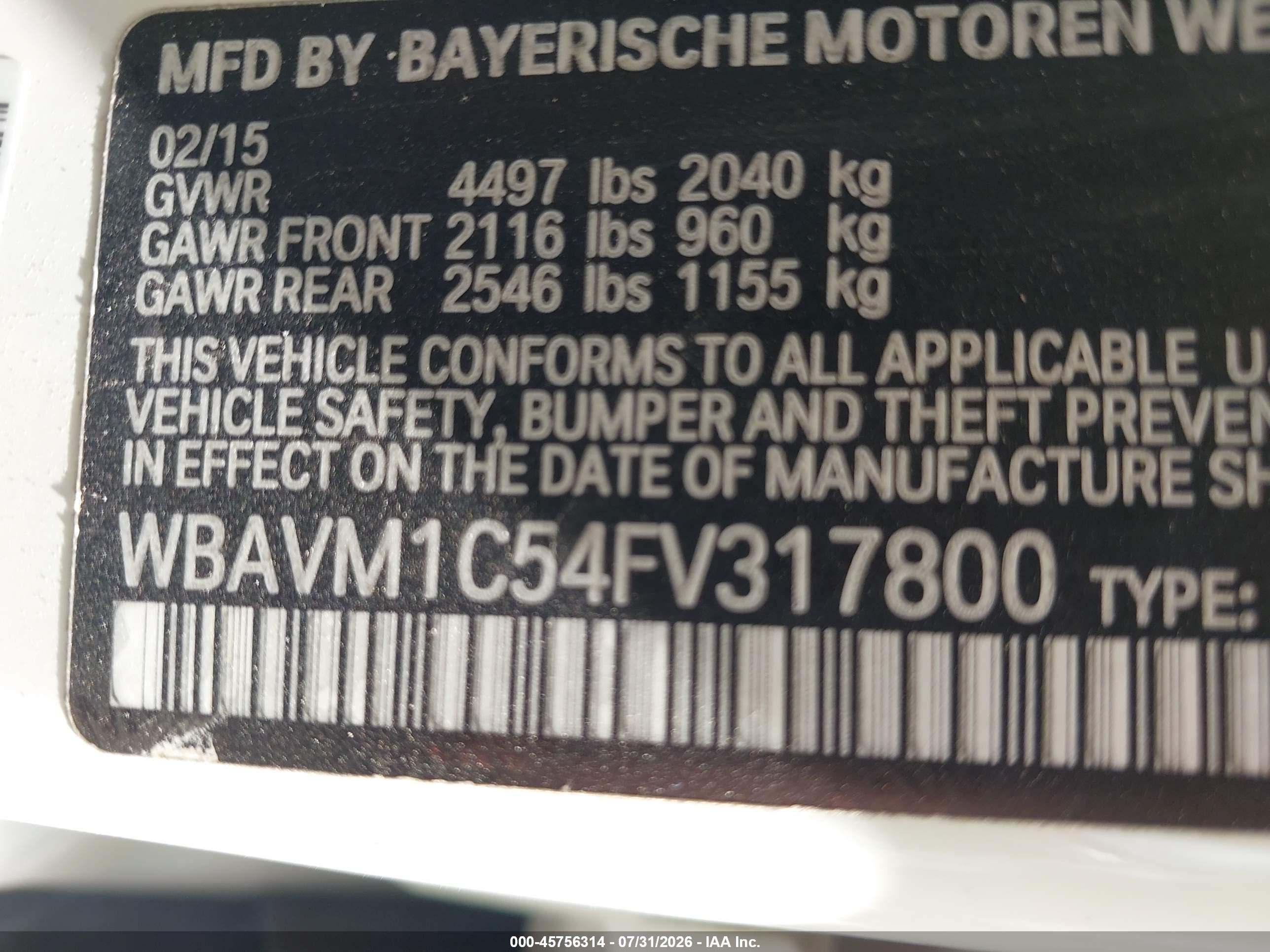 2015 Bmw X1 Sdrive28i White vin: WBAVM1C54FV317800