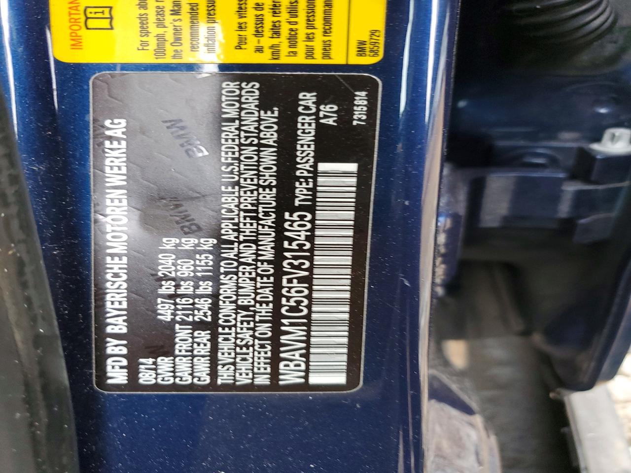 2015 Bmw X1 Sdrive28i Blue vin: WBAVM1C56FV315465