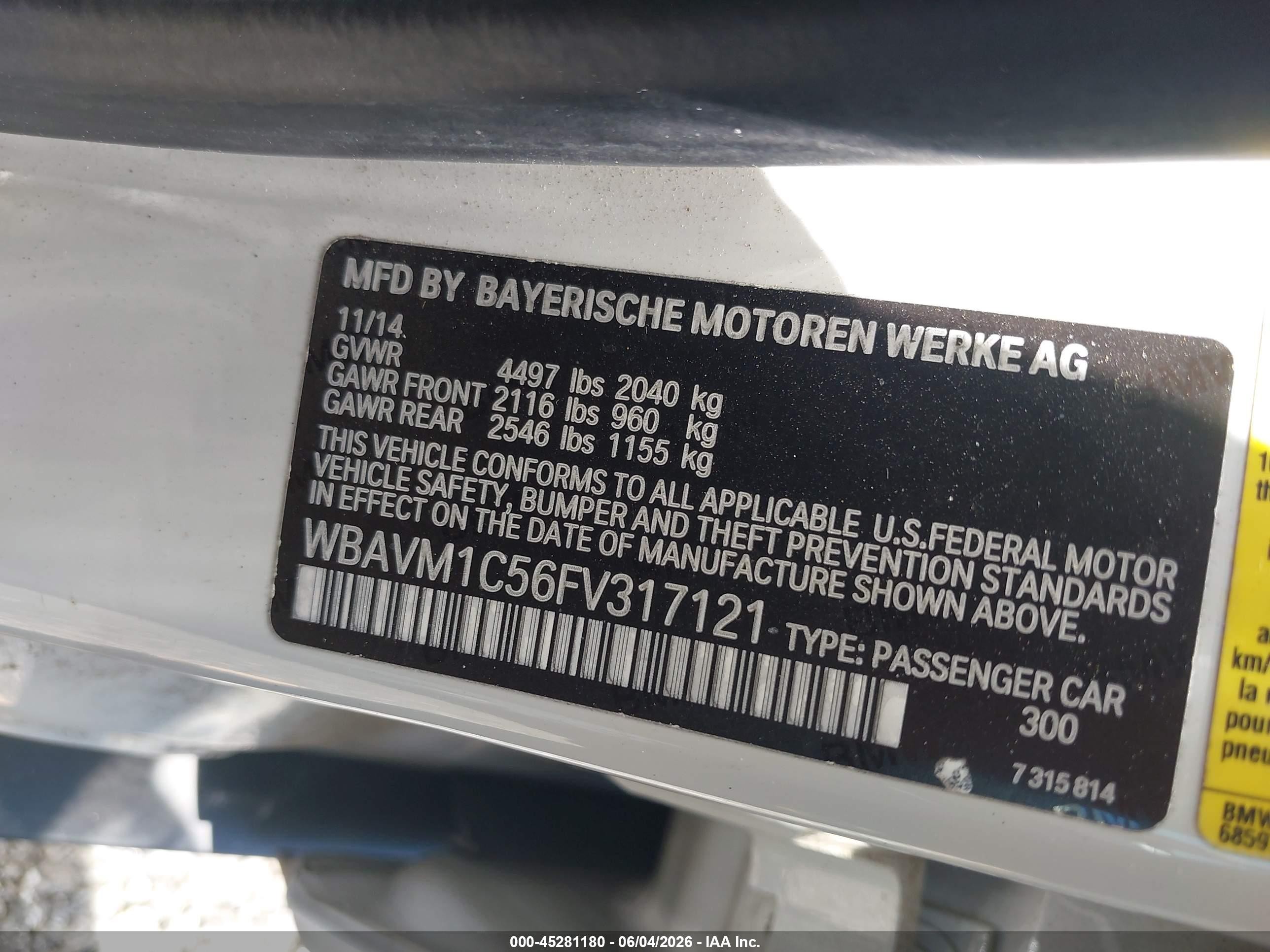 2015 Bmw X1 Sdrive28i White vin: WBAVM1C56FV317121