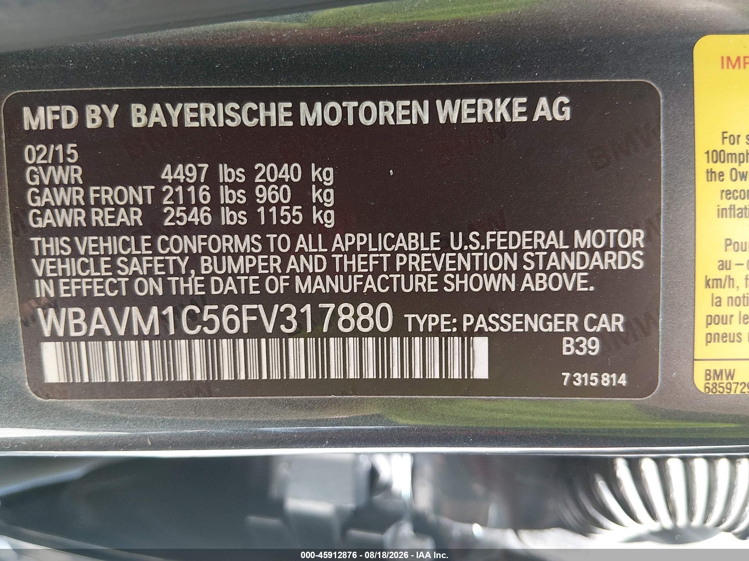 2015 Bmw X1 Sdrive28i Gray vin: WBAVM1C56FV317880