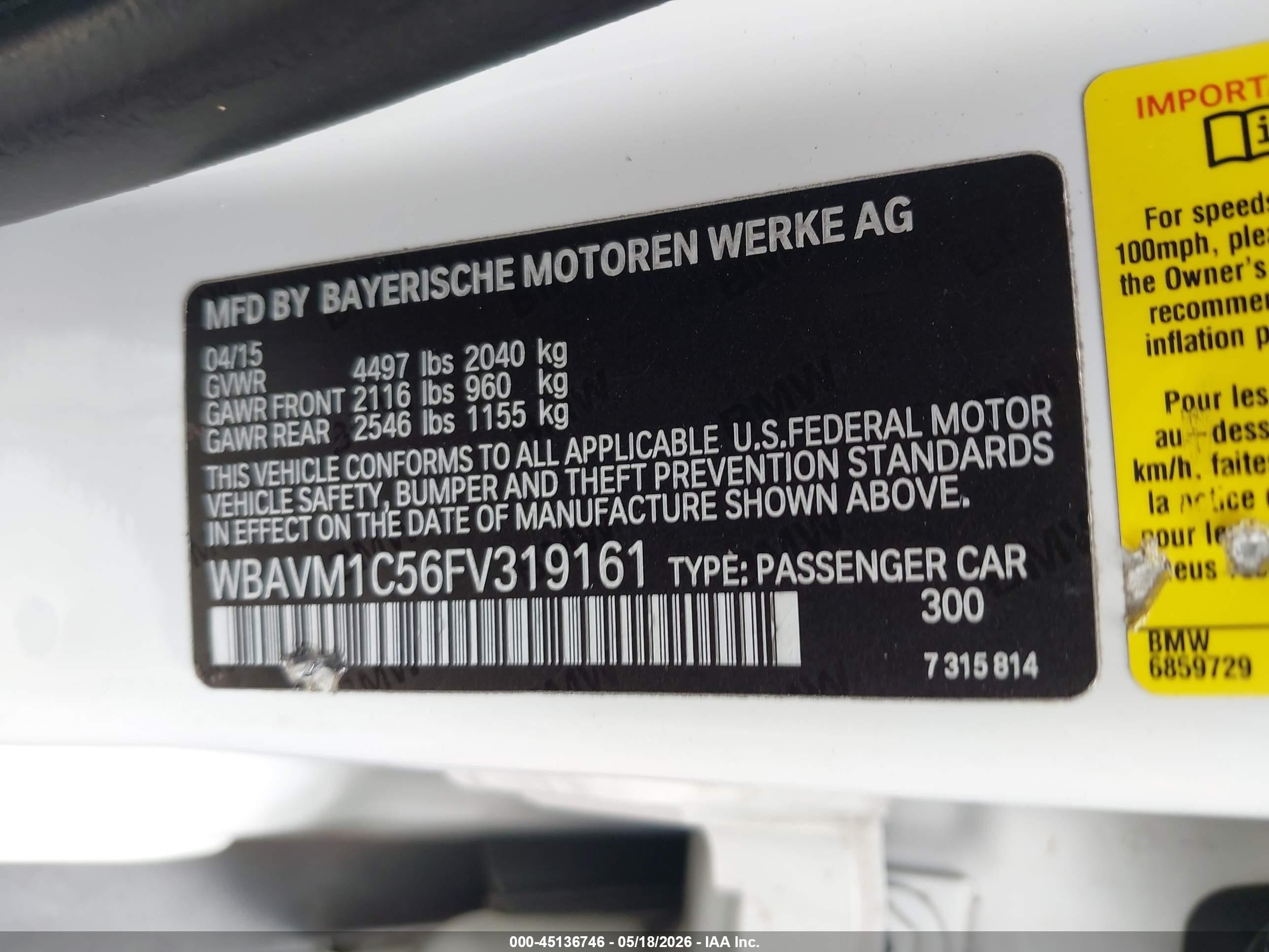 2015 Bmw X1 Sdrive28i White vin: WBAVM1C56FV319161