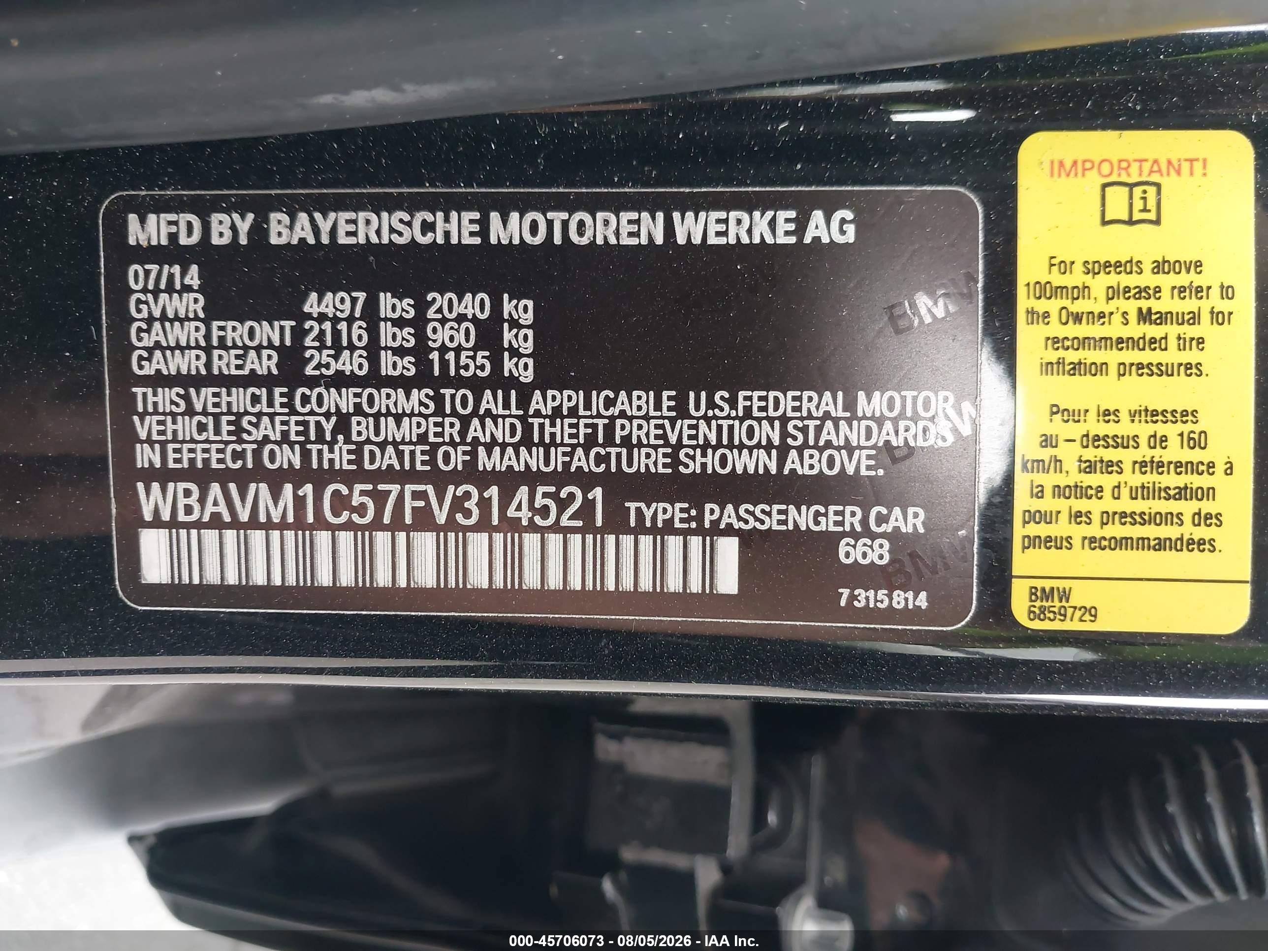 2015 Bmw X1 Sdrive28i Gray vin: WBAVM1C57FV314521
