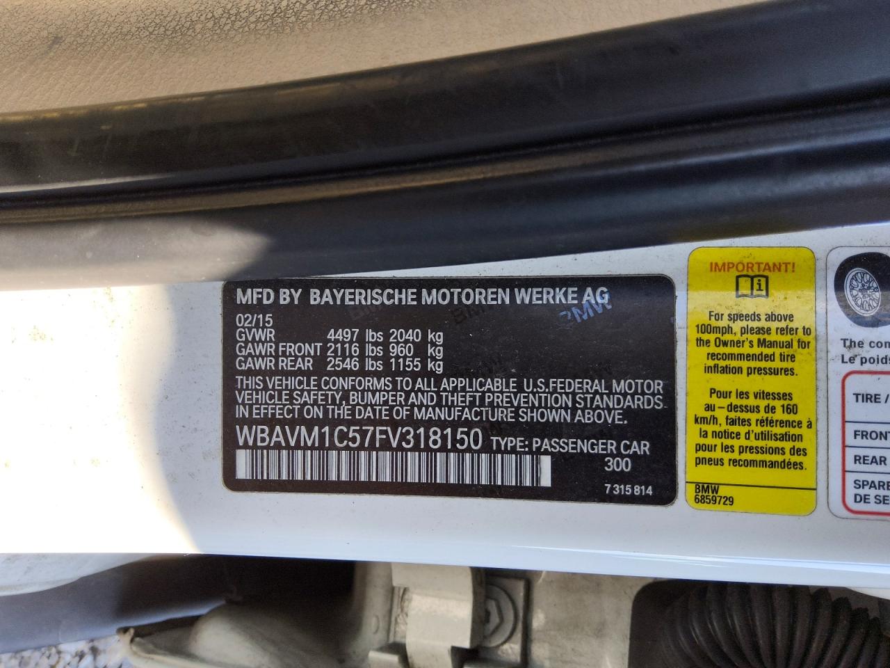 2015 Bmw X1 Sdrive28i White vin: WBAVM1C57FV318150