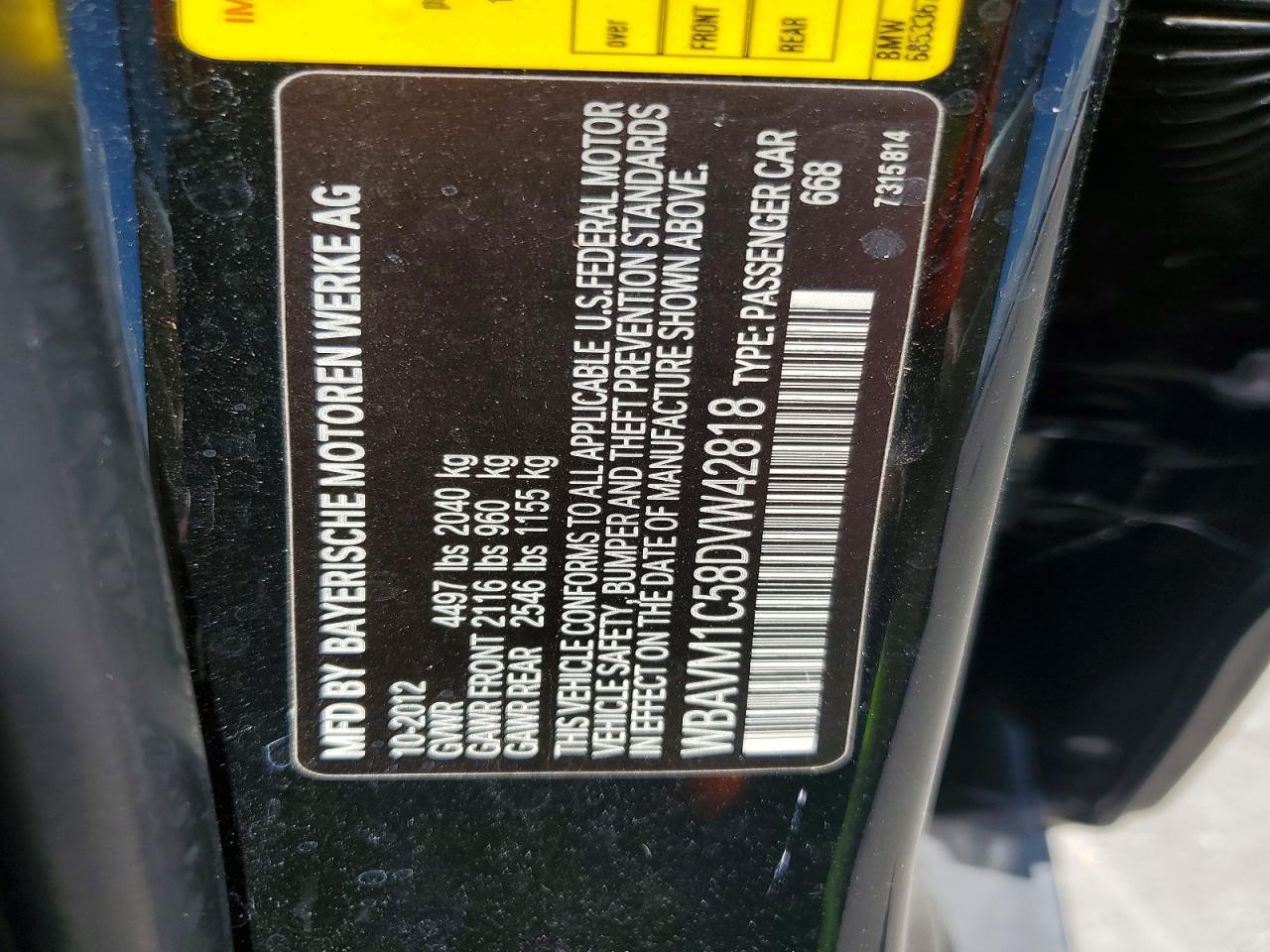 2013 Bmw X1 Sdrive28i Black vin: WBAVM1C58DVW42818