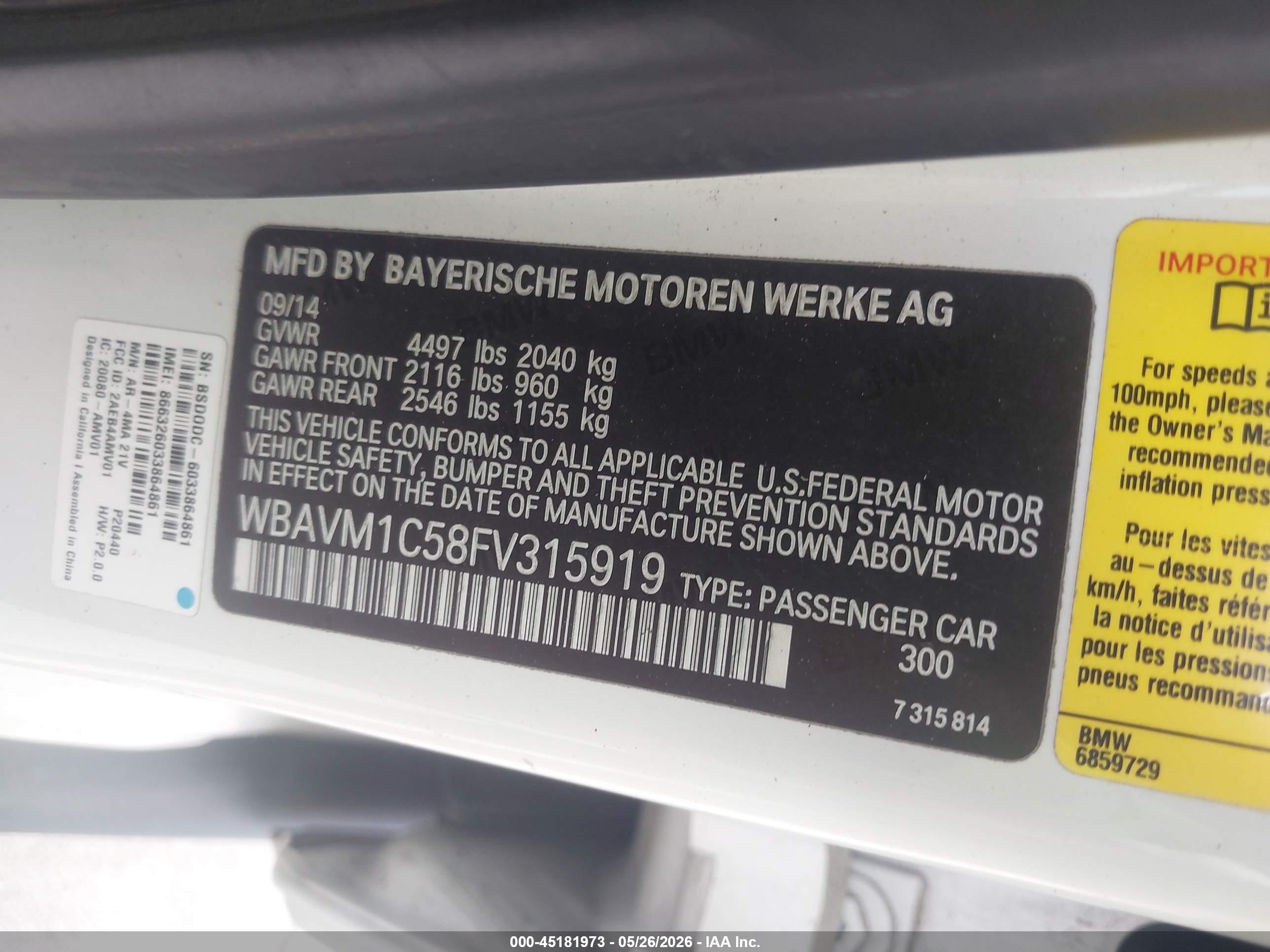 2015 Bmw X1 Sdrive28i White vin: WBAVM1C58FV315919