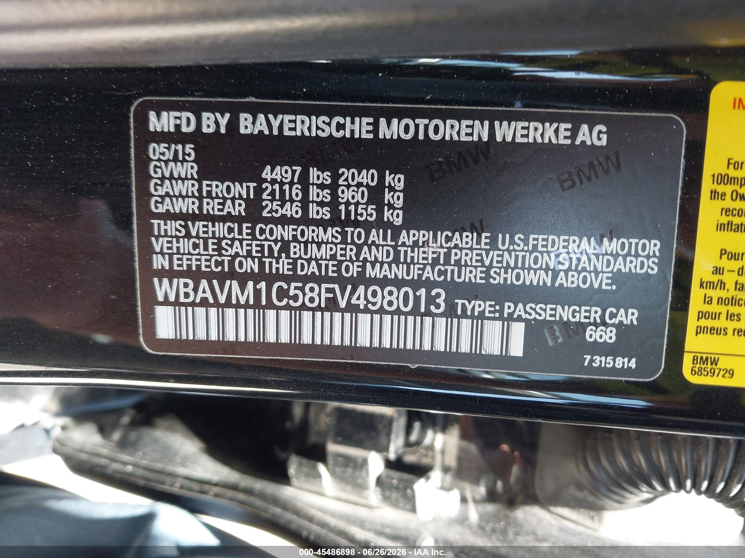 2015 Bmw X1 Sdrive28i Black vin: WBAVM1C58FV498013