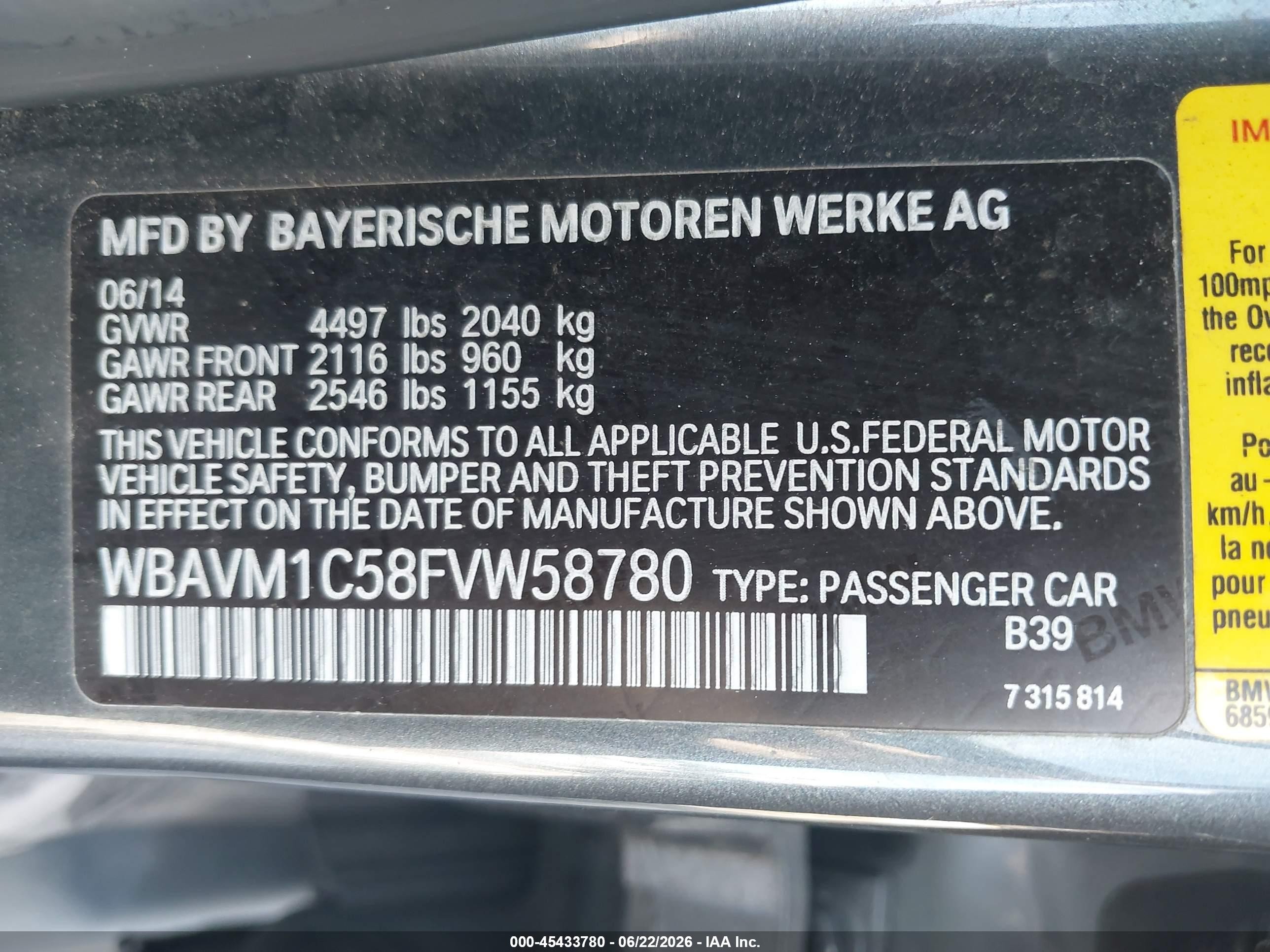 2015 Bmw X1 Sdrive28i Gray vin: WBAVM1C58FVW58780