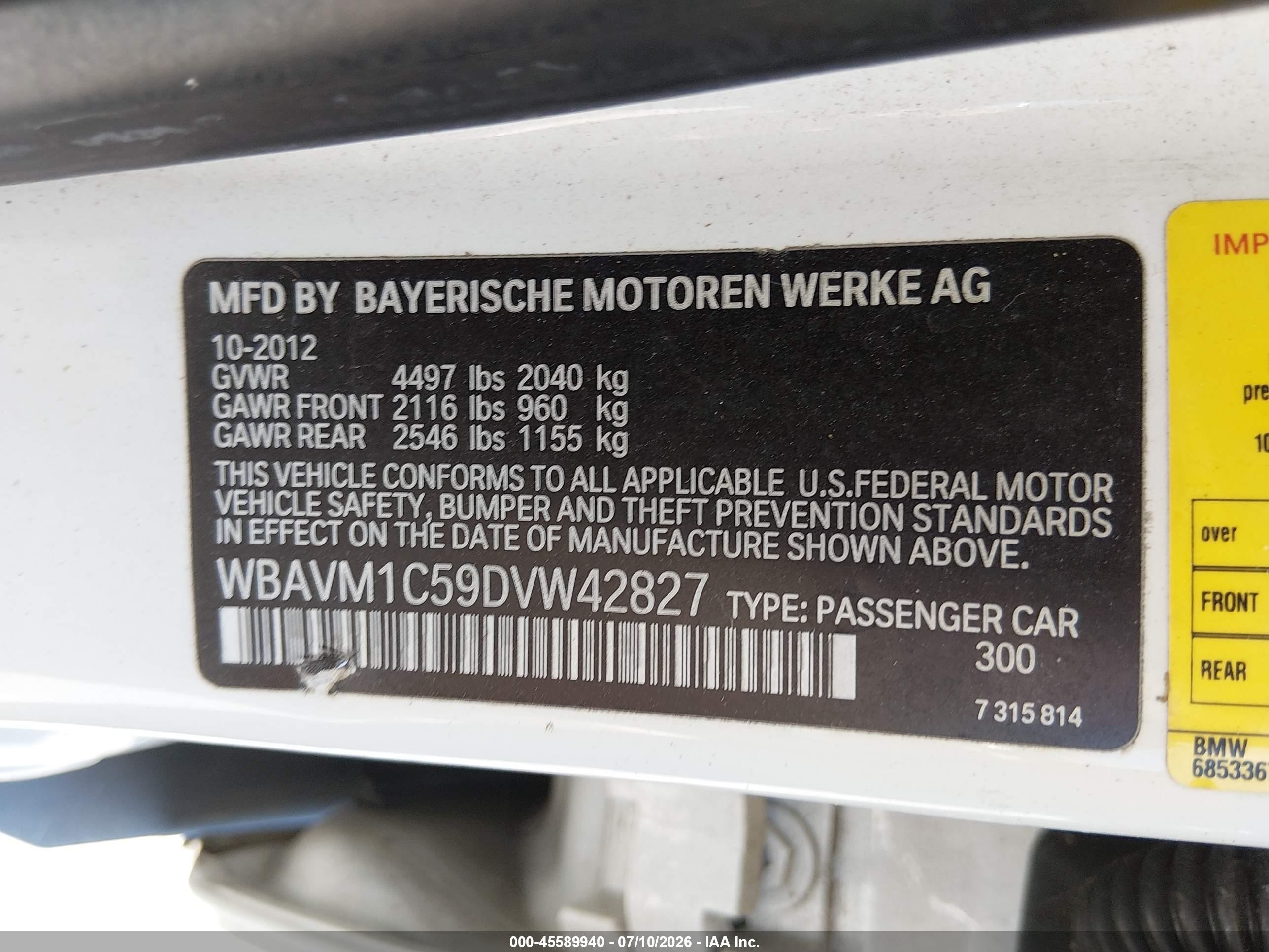 2013 Bmw X1 Sdrive28i Белый vin: WBAVM1C59DVW42827