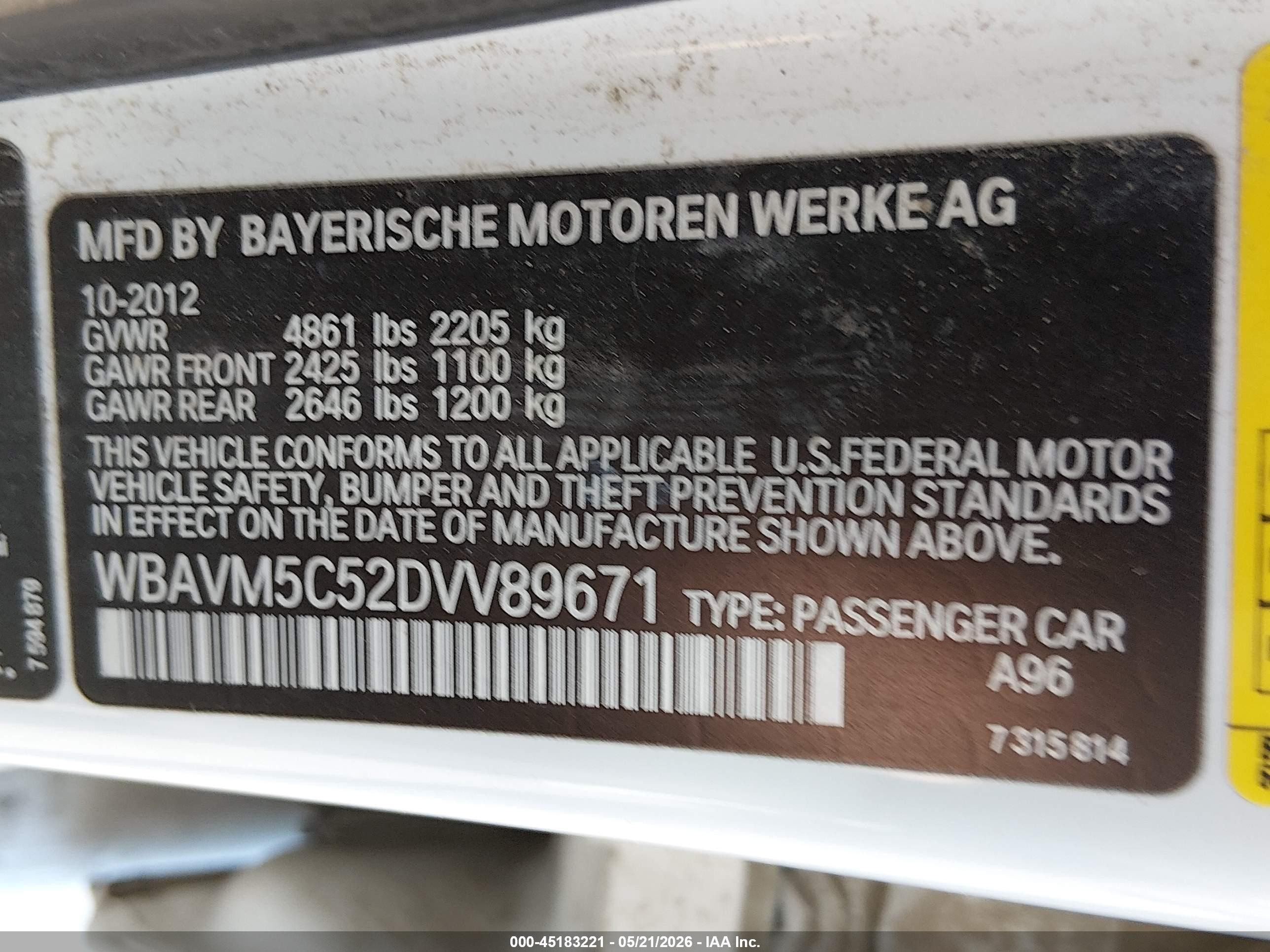 2013 Bmw X1 Xdrive35i White vin: WBAVM5C52DVV89671