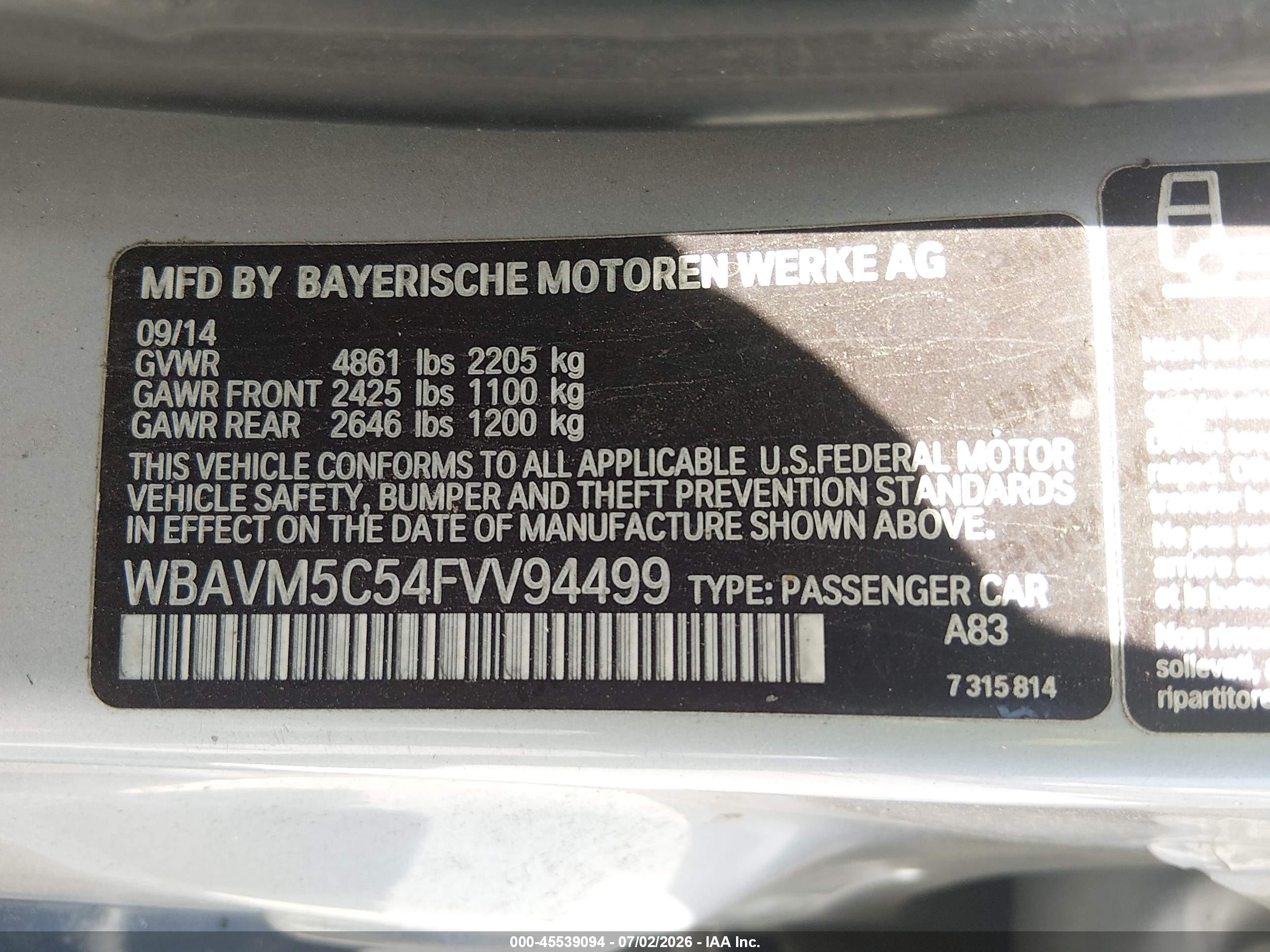 2015 Bmw X1 Xdrive35i Gray vin: WBAVM5C54FVV94499