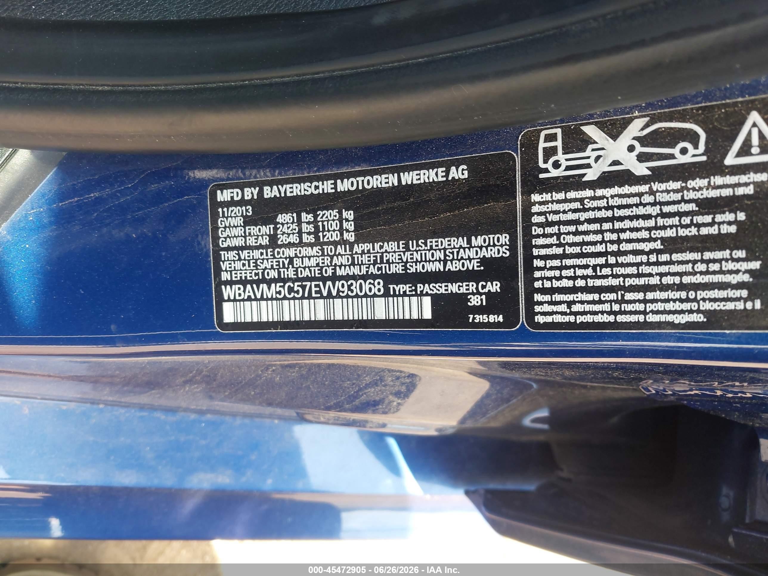 2014 Bmw X1 Xdrive35i Синий vin: WBAVM5C57EVV93068