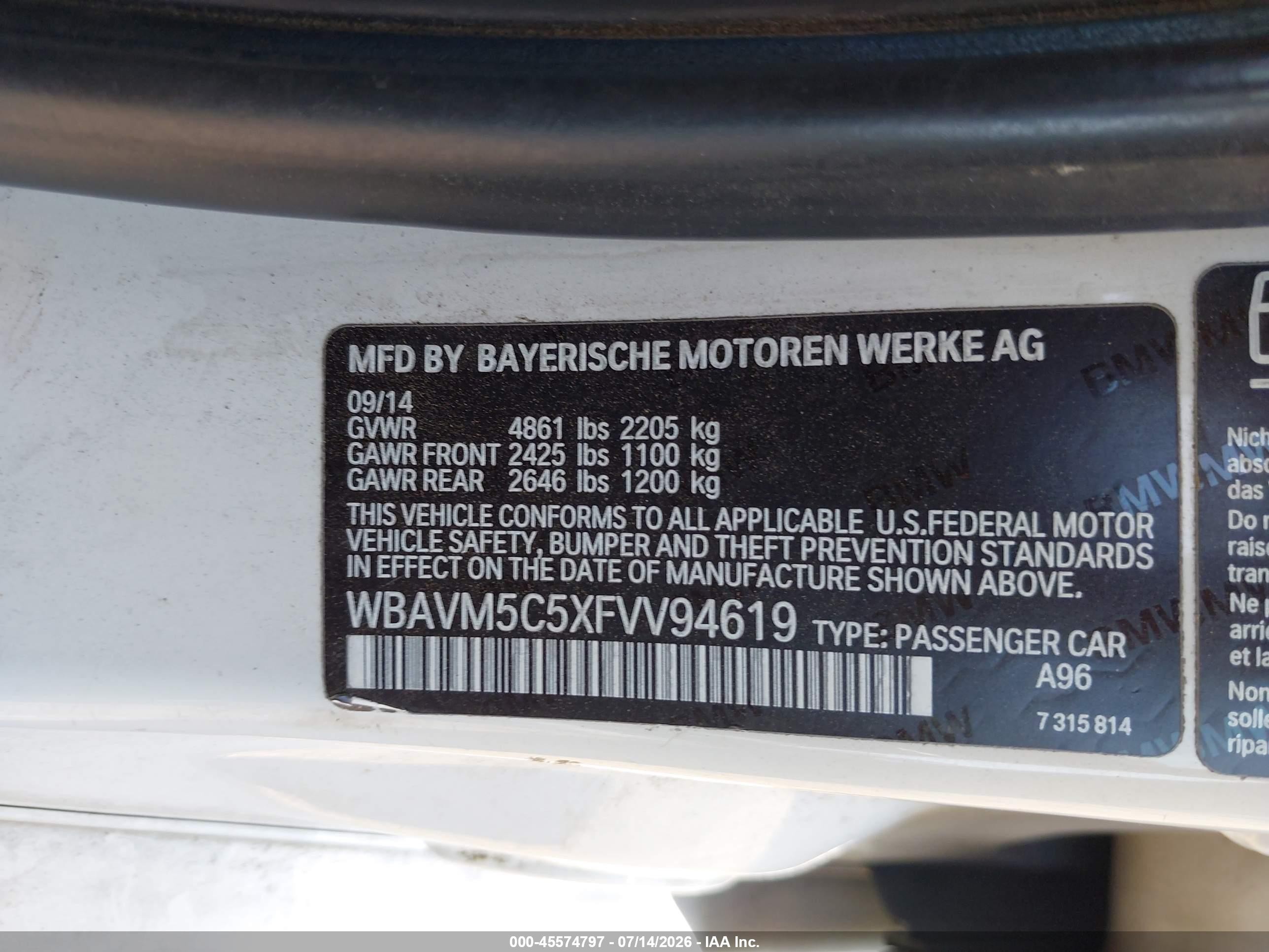 2015 Bmw X1 Xdrive35i White vin: WBAVM5C5XFVV94619