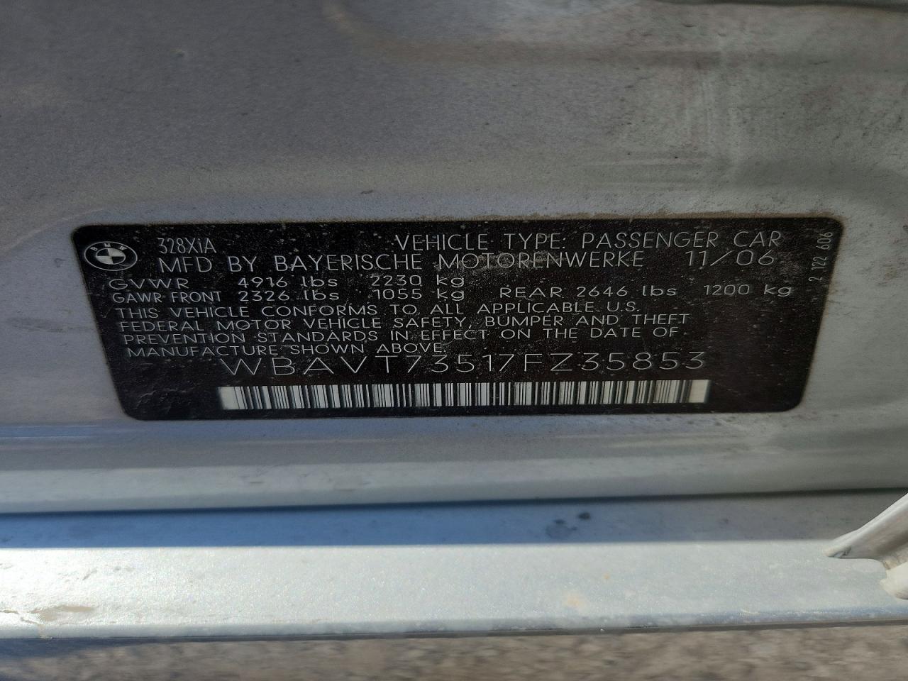 2007 Bmw 328 Xit Silver vin: WBAVT73517FZ35853