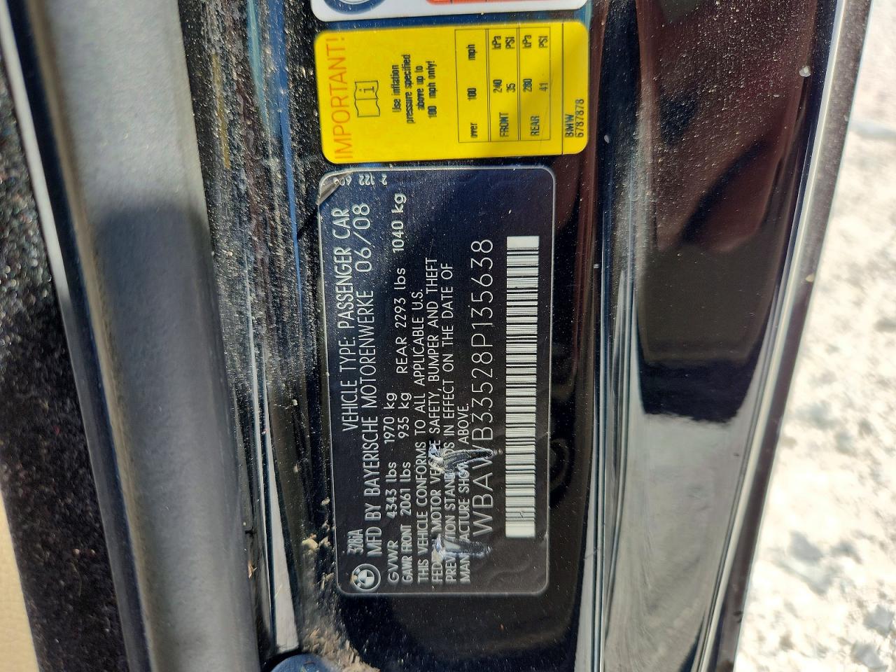 2008 Bmw 328 I Black vin: WBAWB33528P135638