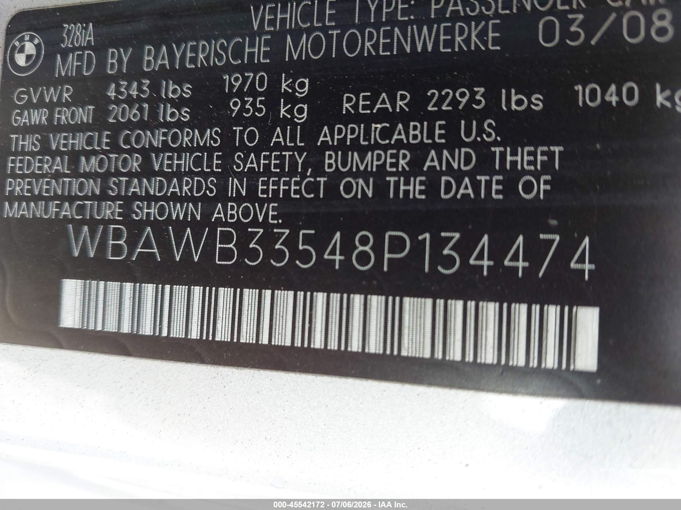 2008 Bmw 328i   Silver vin: WBAWB33548P134474