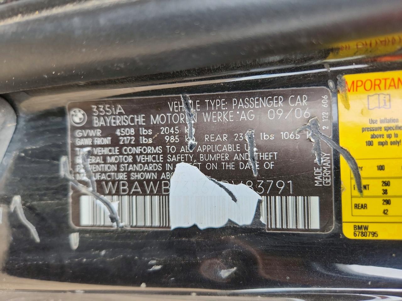 2007 Bmw 335 I Charcoal vin: WBAWB73567PV83791