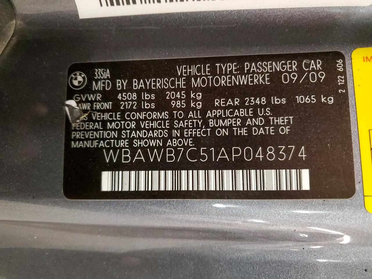 2010 Bmw 335 I Gray vin: WBAWB7C51AP048374