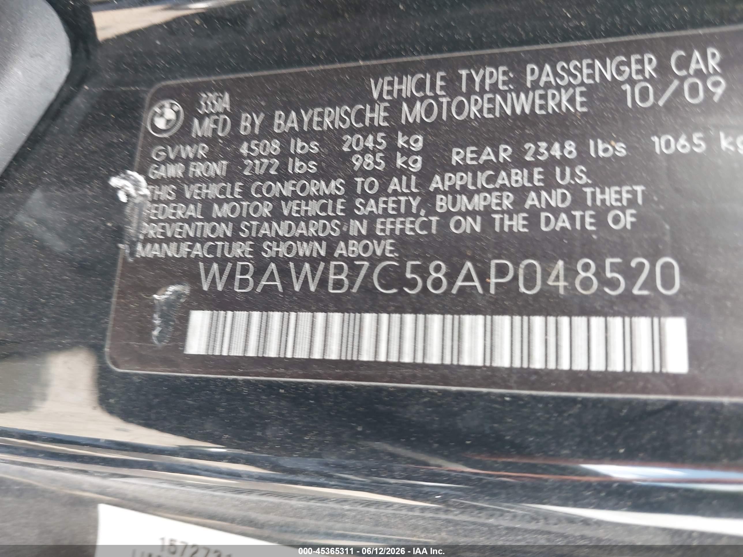 2010 Bmw 335i   Черный vin: WBAWB7C58AP048520