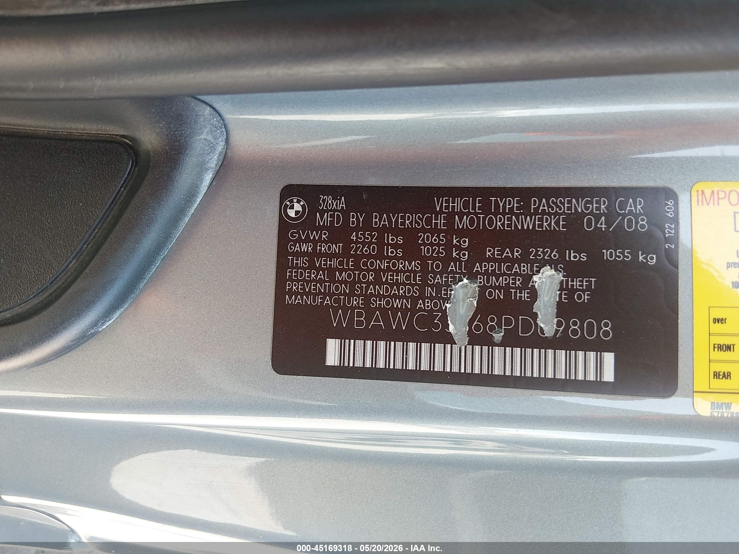 2008 Bmw 328xi   Green vin: WBAWC33568PD09808