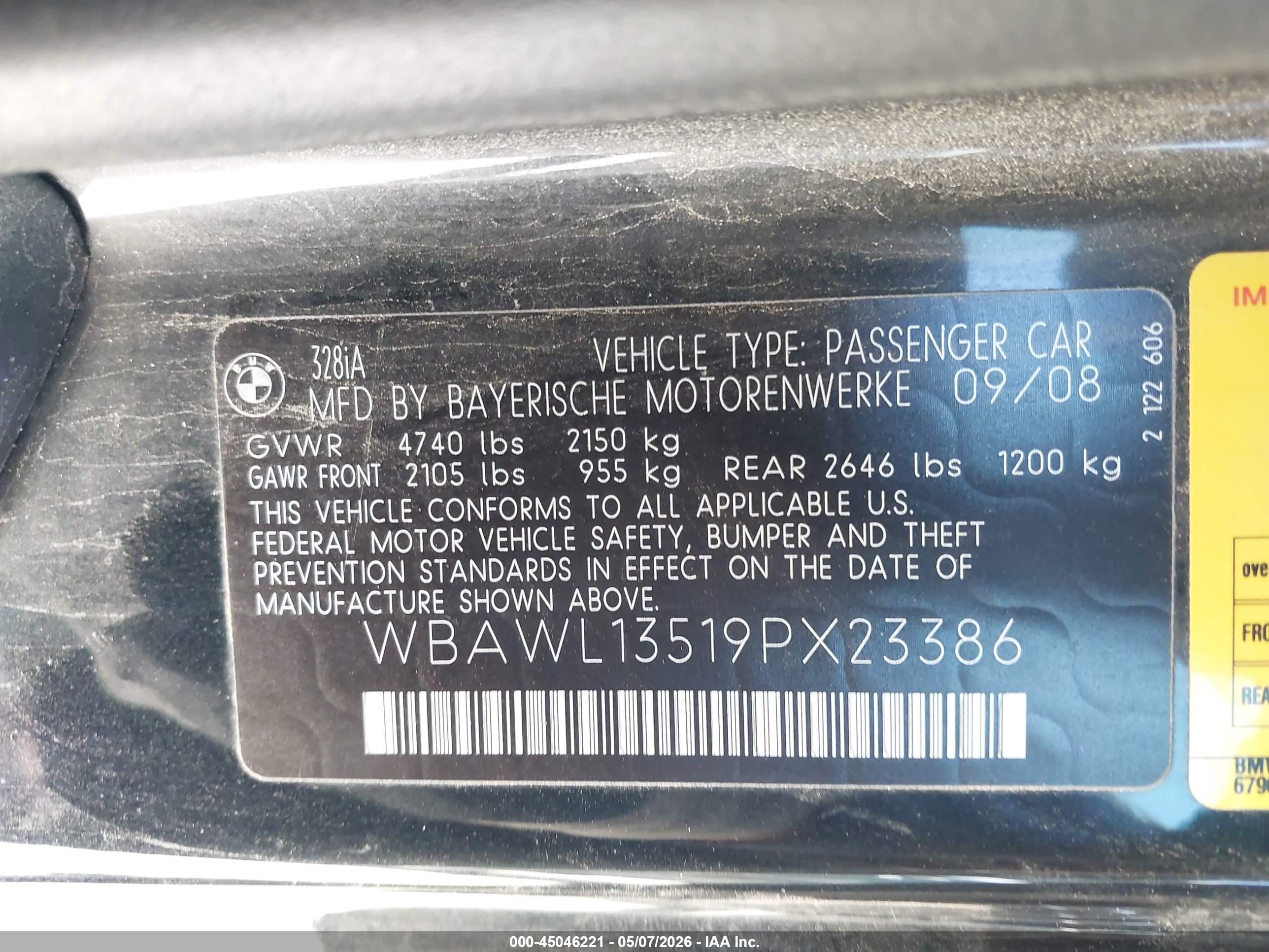 2009 Bmw 328i   Black vin: WBAWL13519PX23386