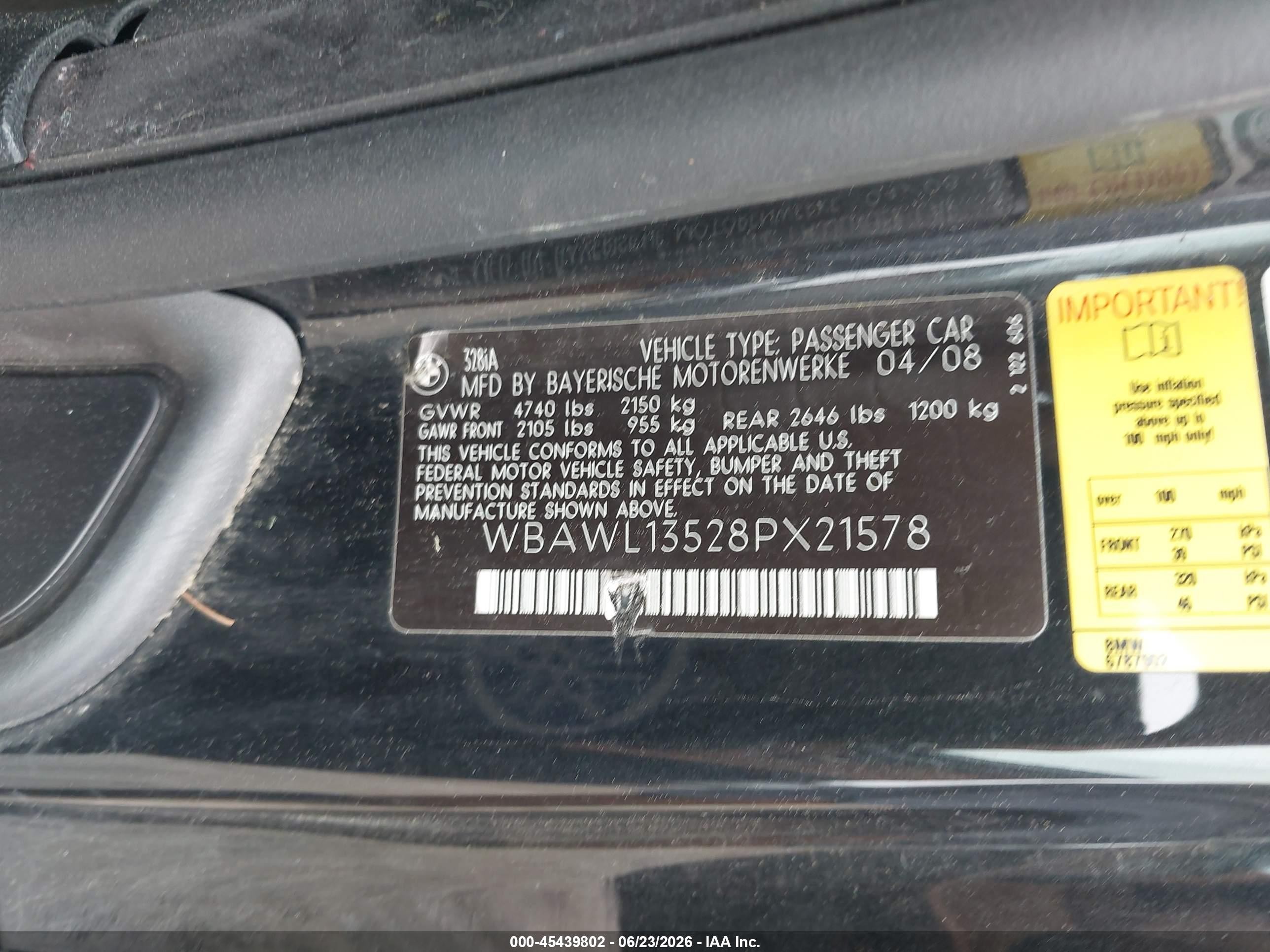 2008 Bmw 328i   Black vin: WBAWL13528PX21578