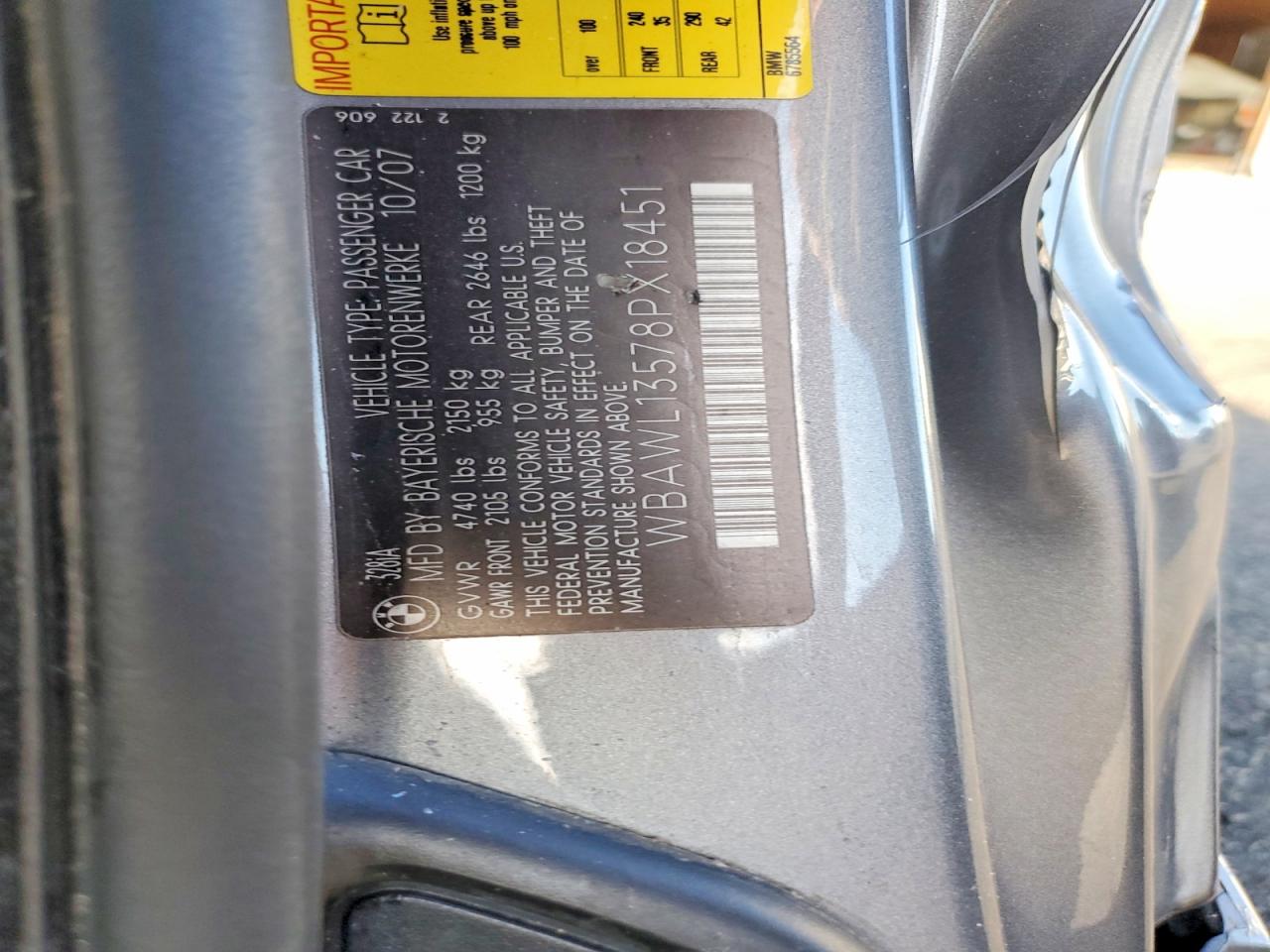 2008 Bmw 328 I Gray vin: WBAWL13578PX18451