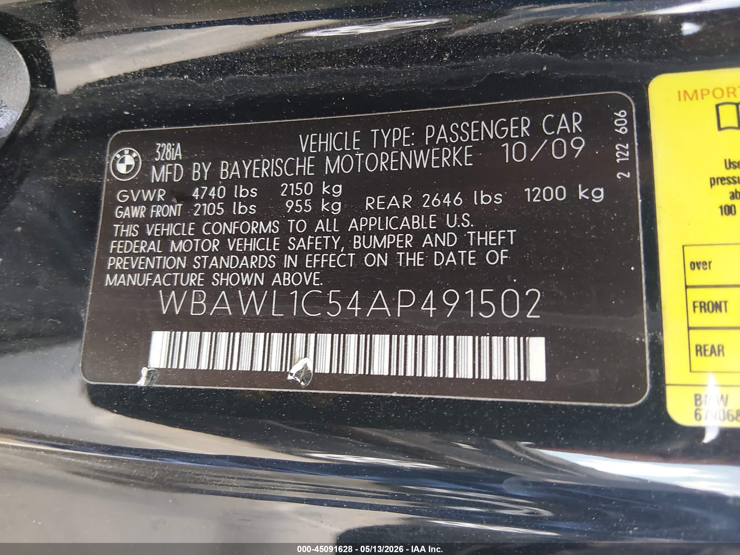 2010 Bmw 328i   Black vin: WBAWL1C54AP491502