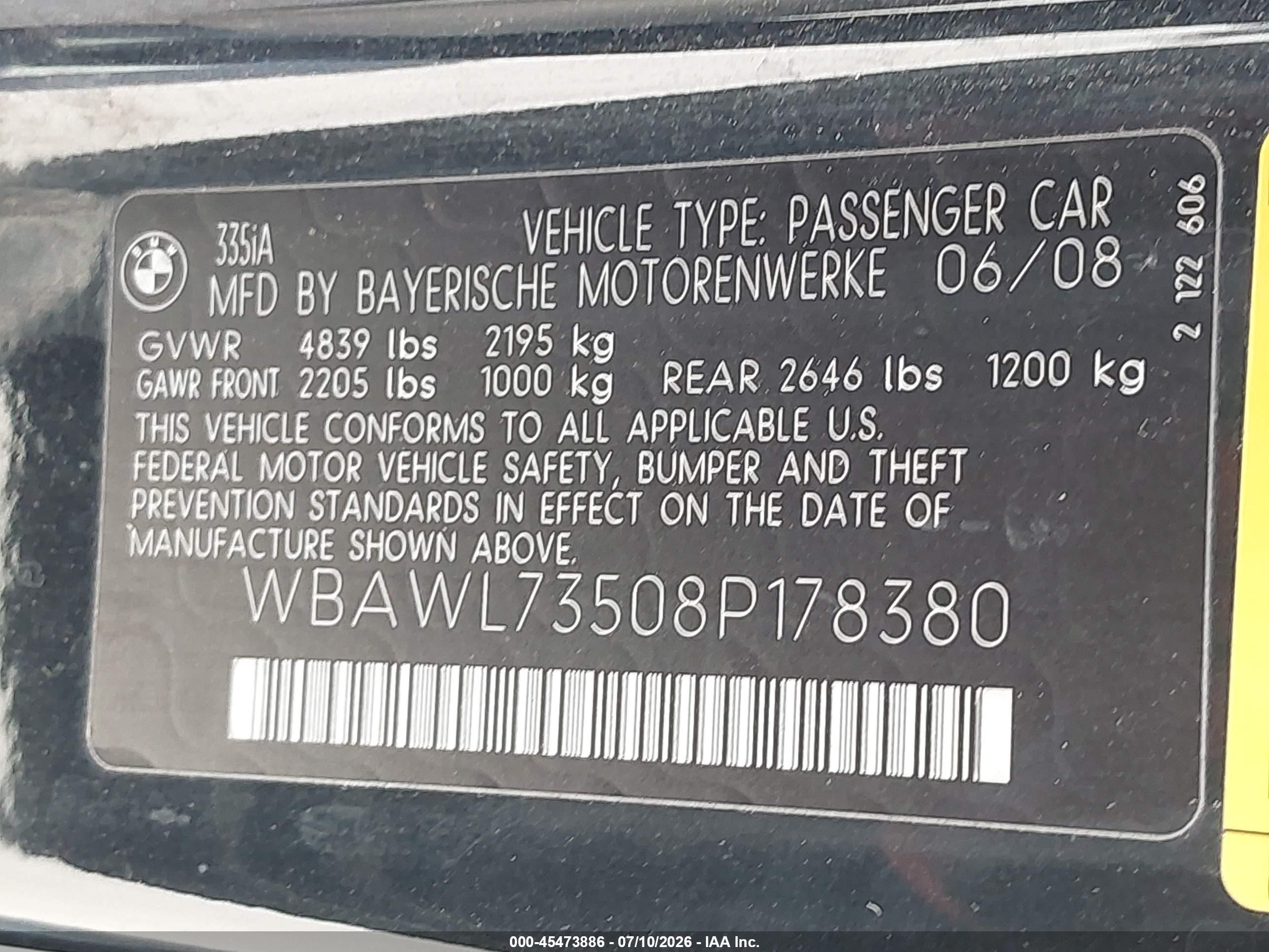 2008 Bmw 335i   Gray vin: WBAWL73508P178380