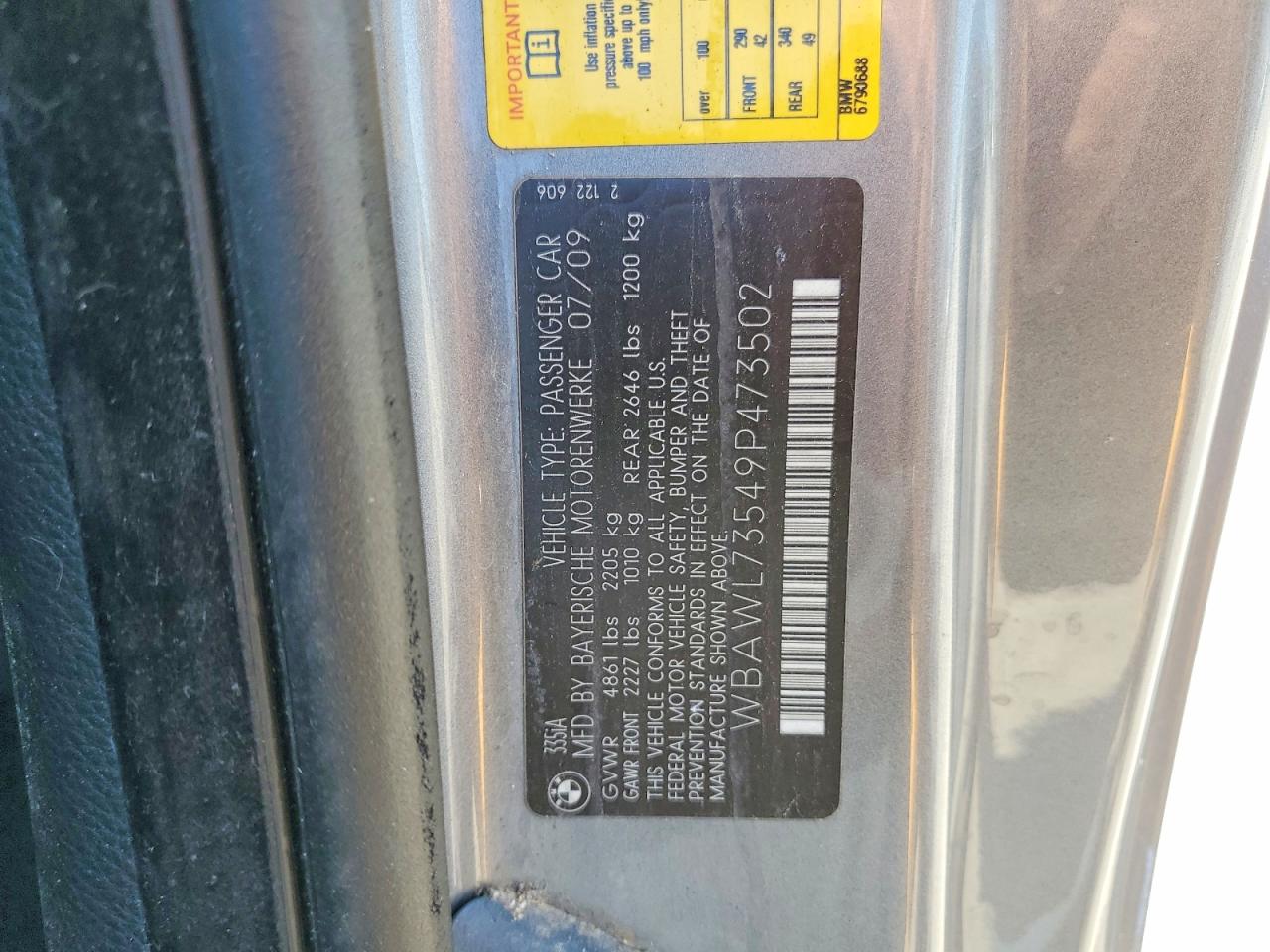 2009 Bmw 335 I Gray vin: WBAWL73549P473502