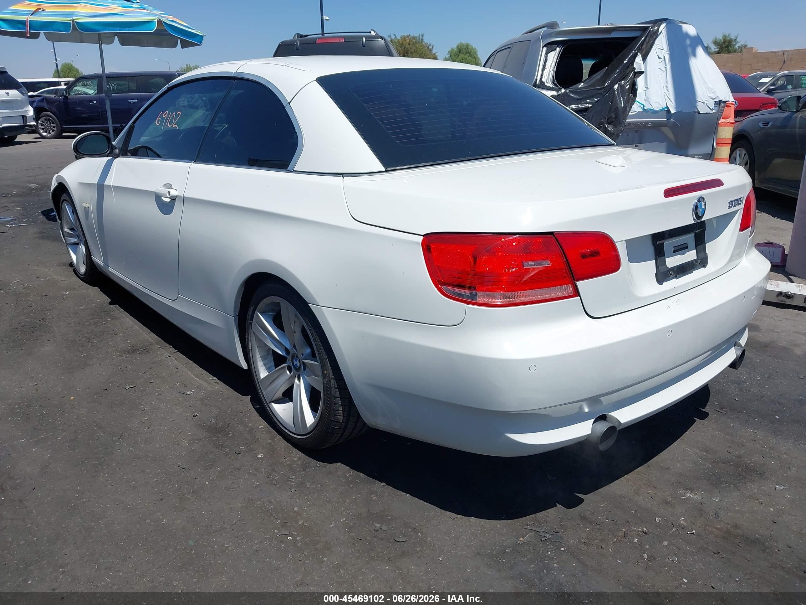 2008 Bmw 335i White vin: WBAWL735X8PX54833